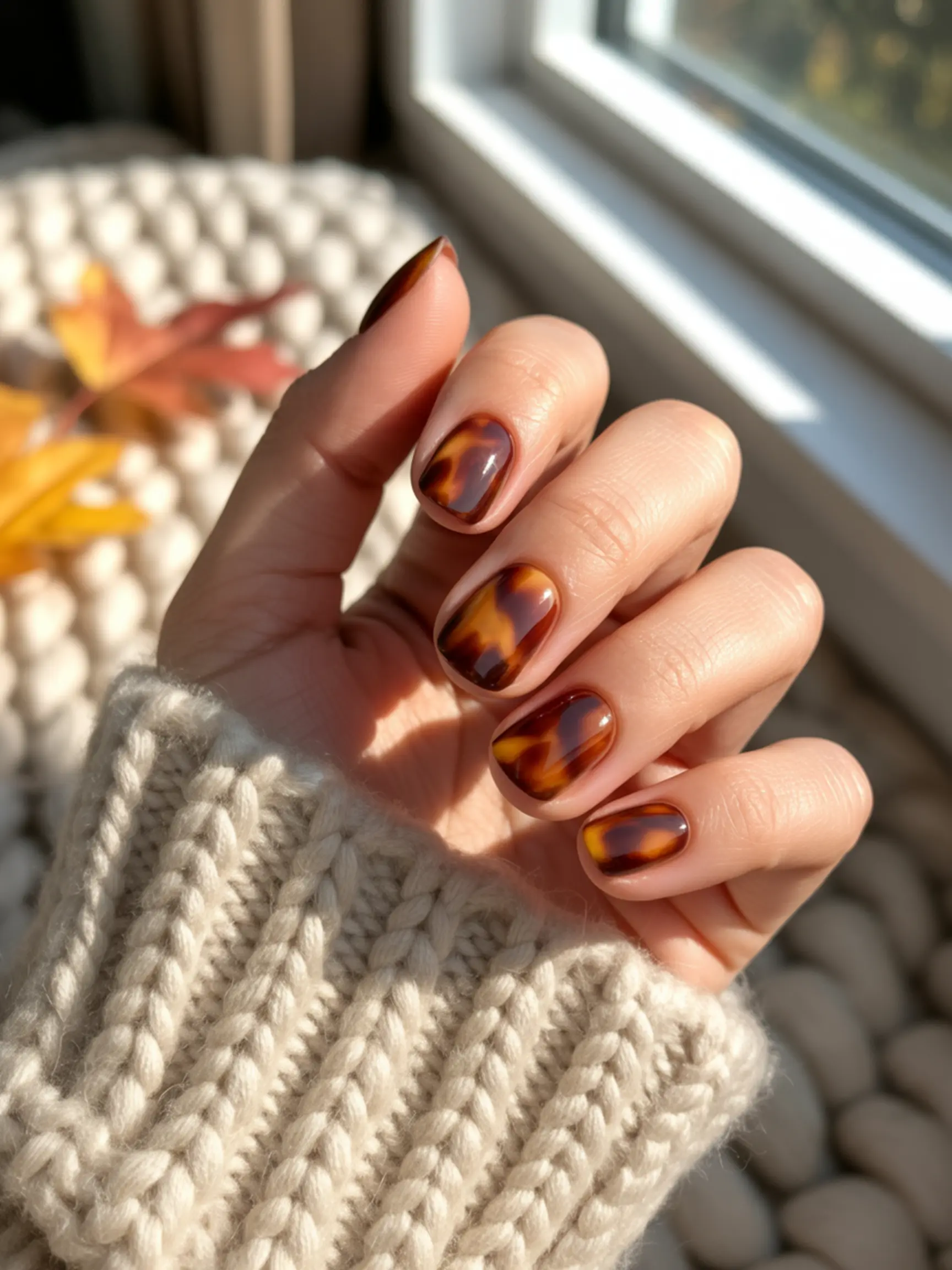 Full set a glossy with of glow done 2 warm p amber tortoiseshell expertly nails image