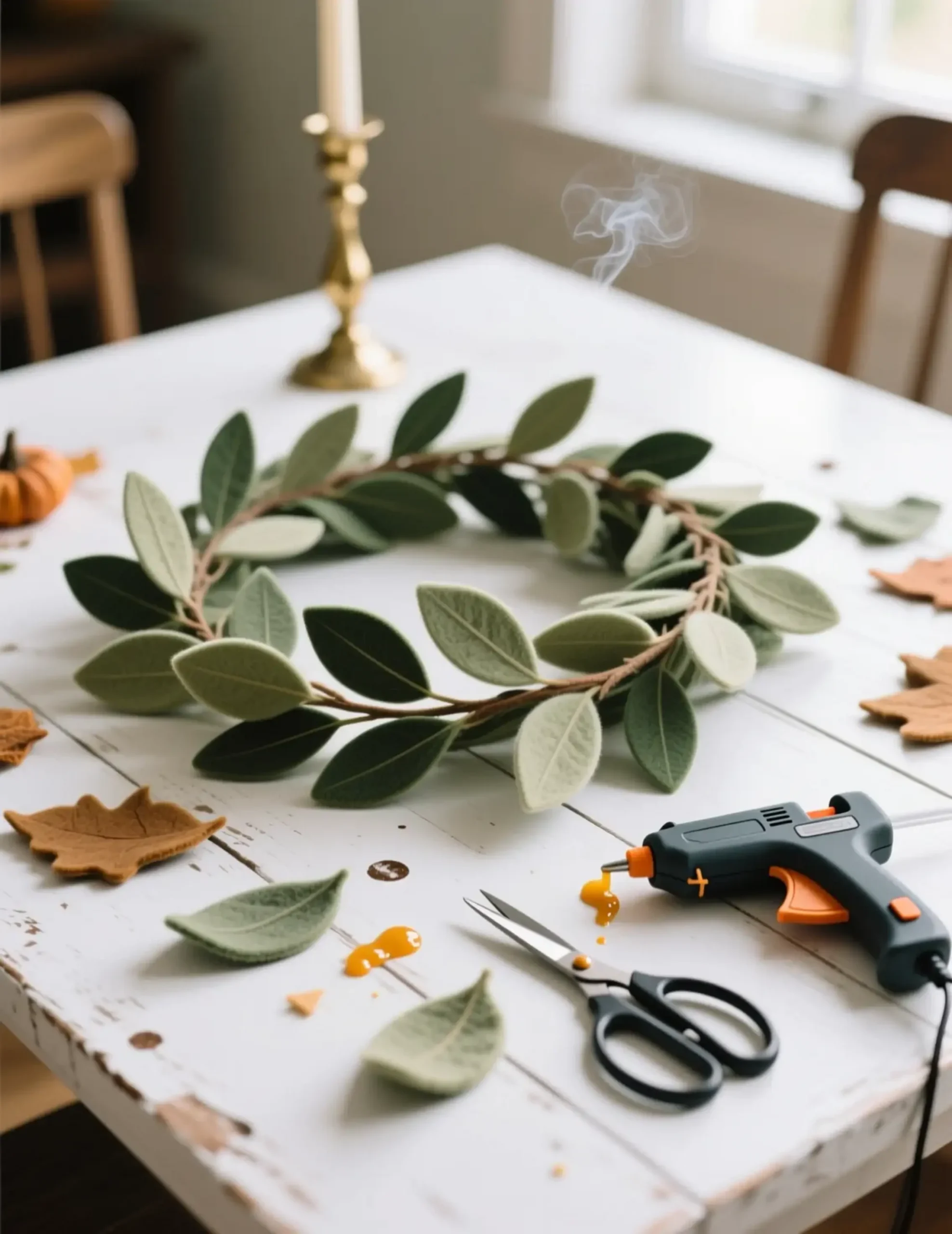 Leaf olive felt h2 garland 2 elegant the