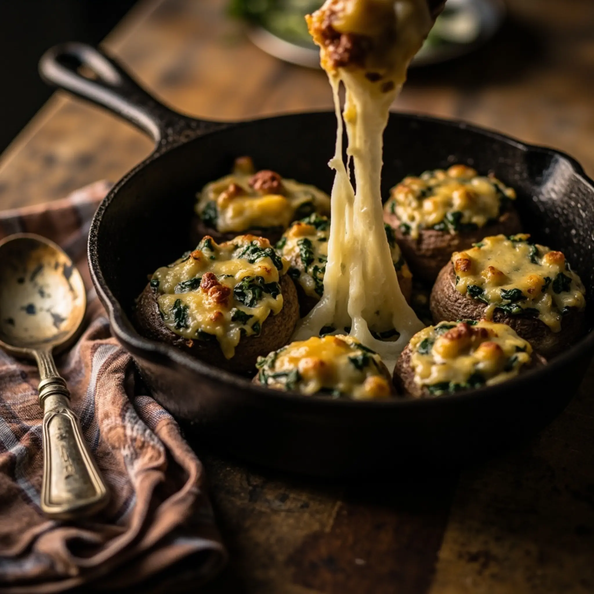 Fresh with mushrooms pull a on stuffed of iron p cast the one oven skillet image filled visible from cheese 2