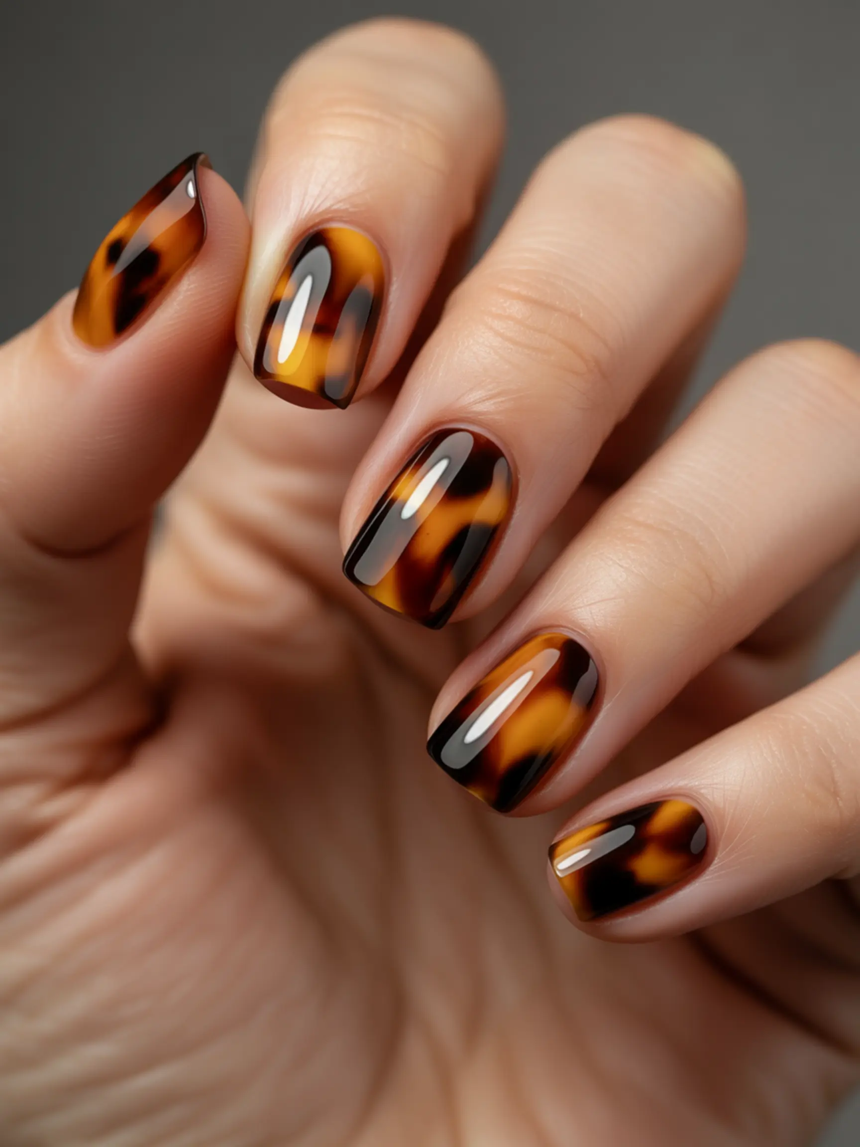 "20 Cute Turkey Nail Art Ideas for Thanksgiving (That Aren'T Tacky)" 20 Executed brown design black layers showing a up glossy of p the and close beautiful nail tortoiseshell image 20 perfectly