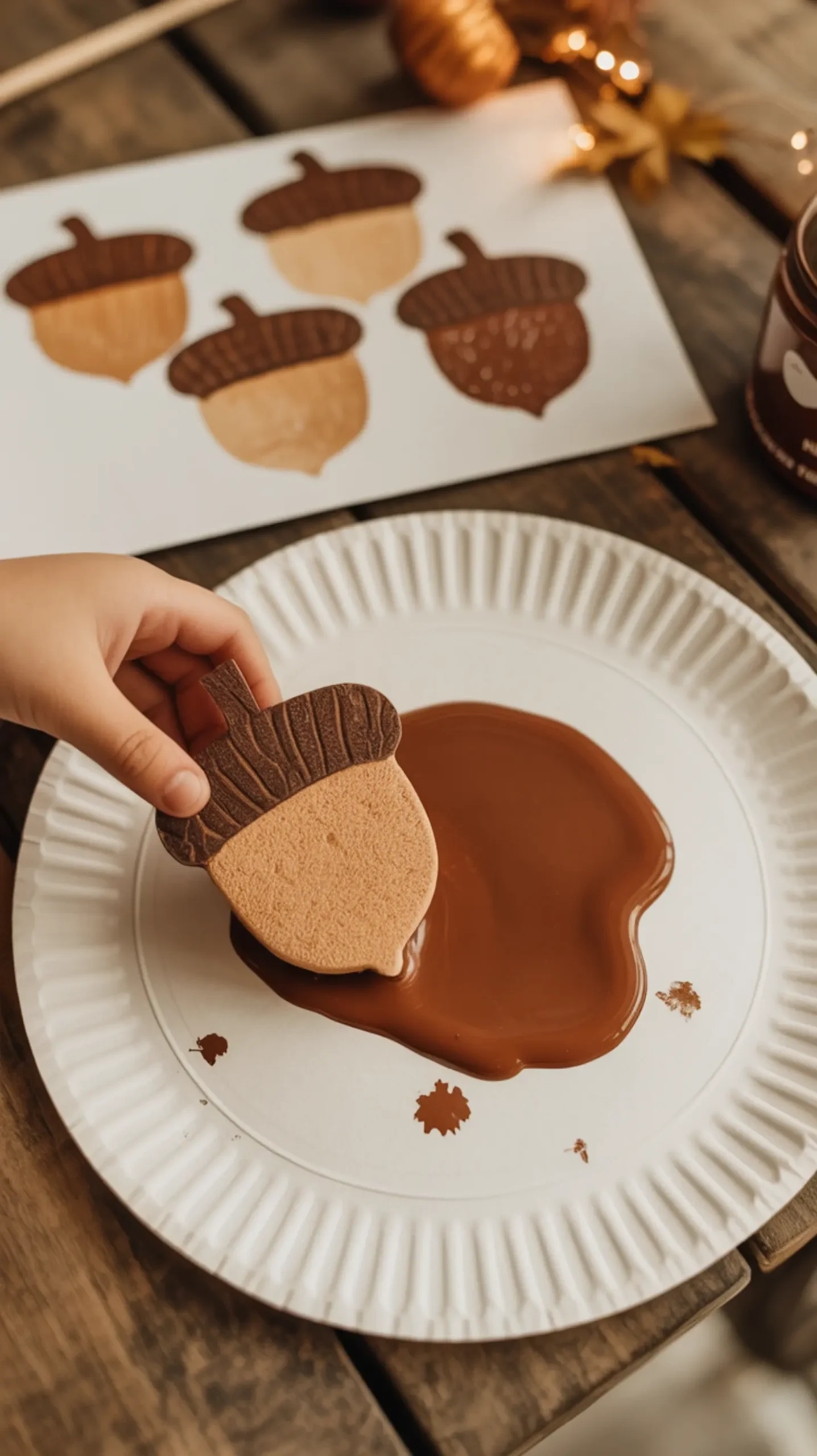 "20 Fun & Easy Thanksgiving Crafts for Preschoolers (Perfect for the Classroom)" 19 Shape paper 20 cut being paint a an on brown into acorn dipped p plate image sponge