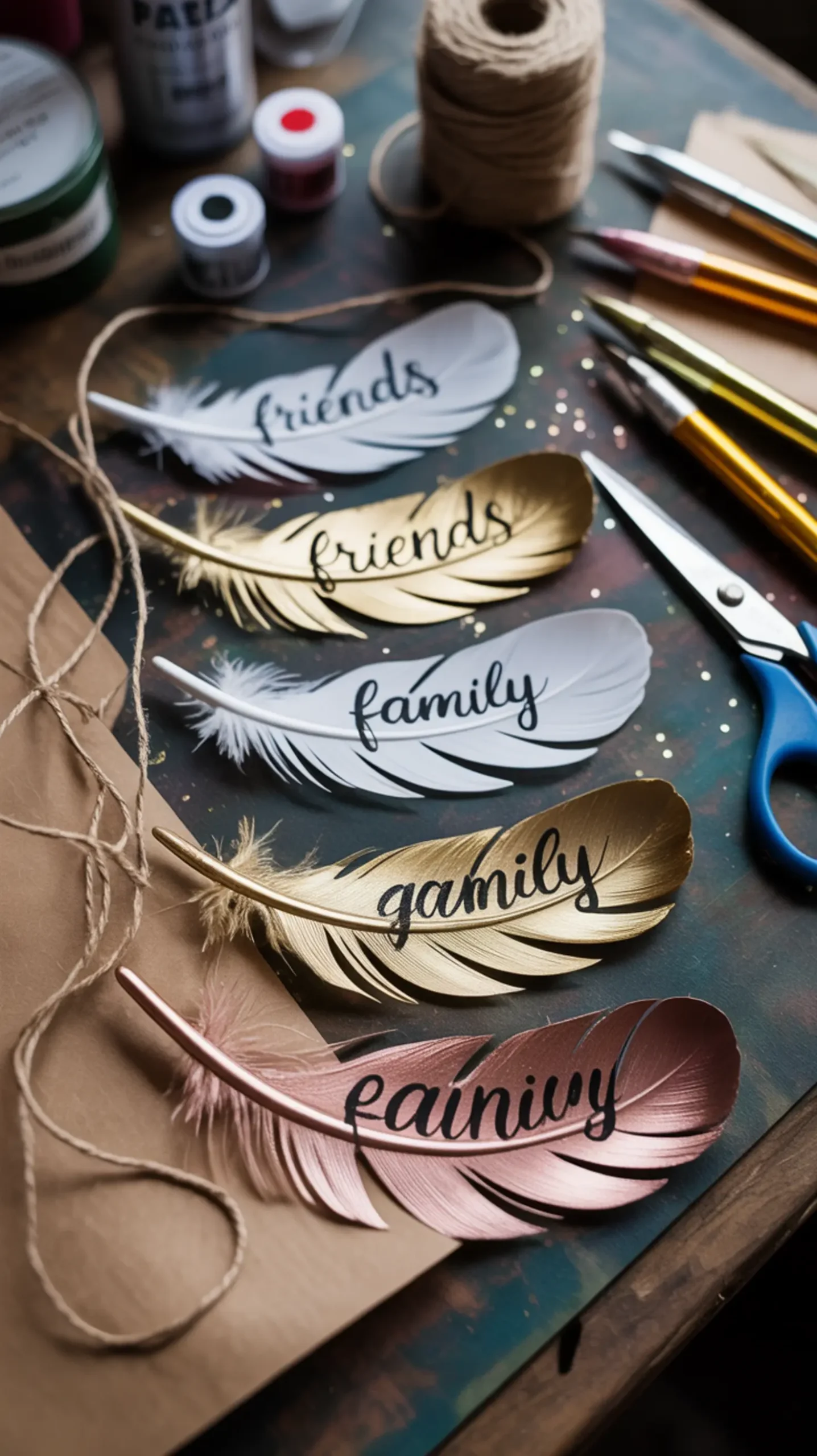 Metallic h2 garland feather 3 gratitude