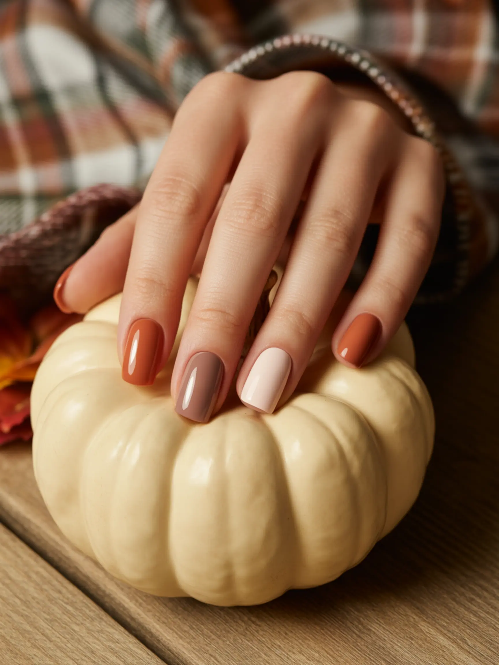 With a of background modern p small the cream and in nails image terracotta pumpkin decorative palette 3 taupe painted