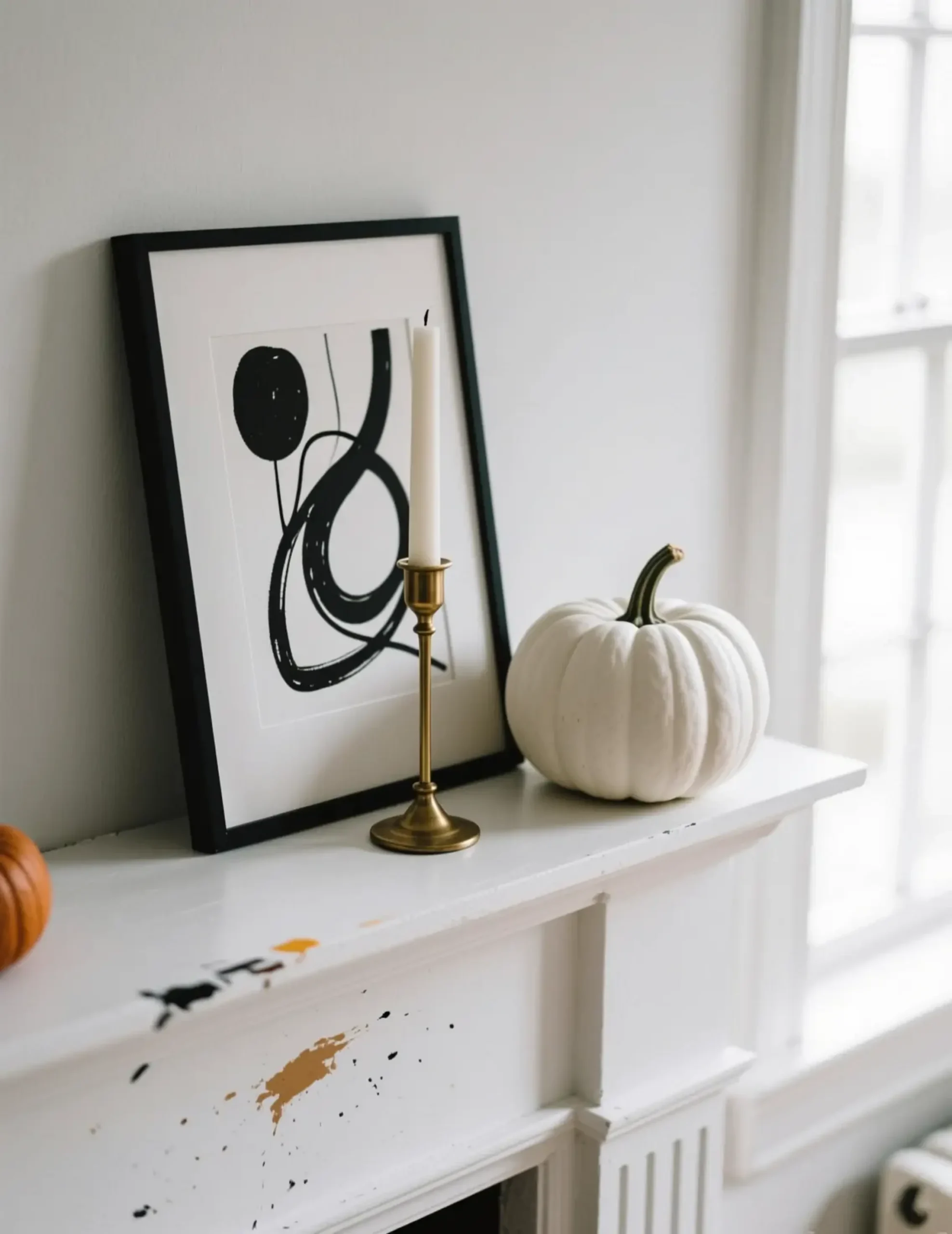 White against mantel very black brass with leaning a p simple single the tall art clean and one wall candlestick beautiful image heirloom print pumpkin 3