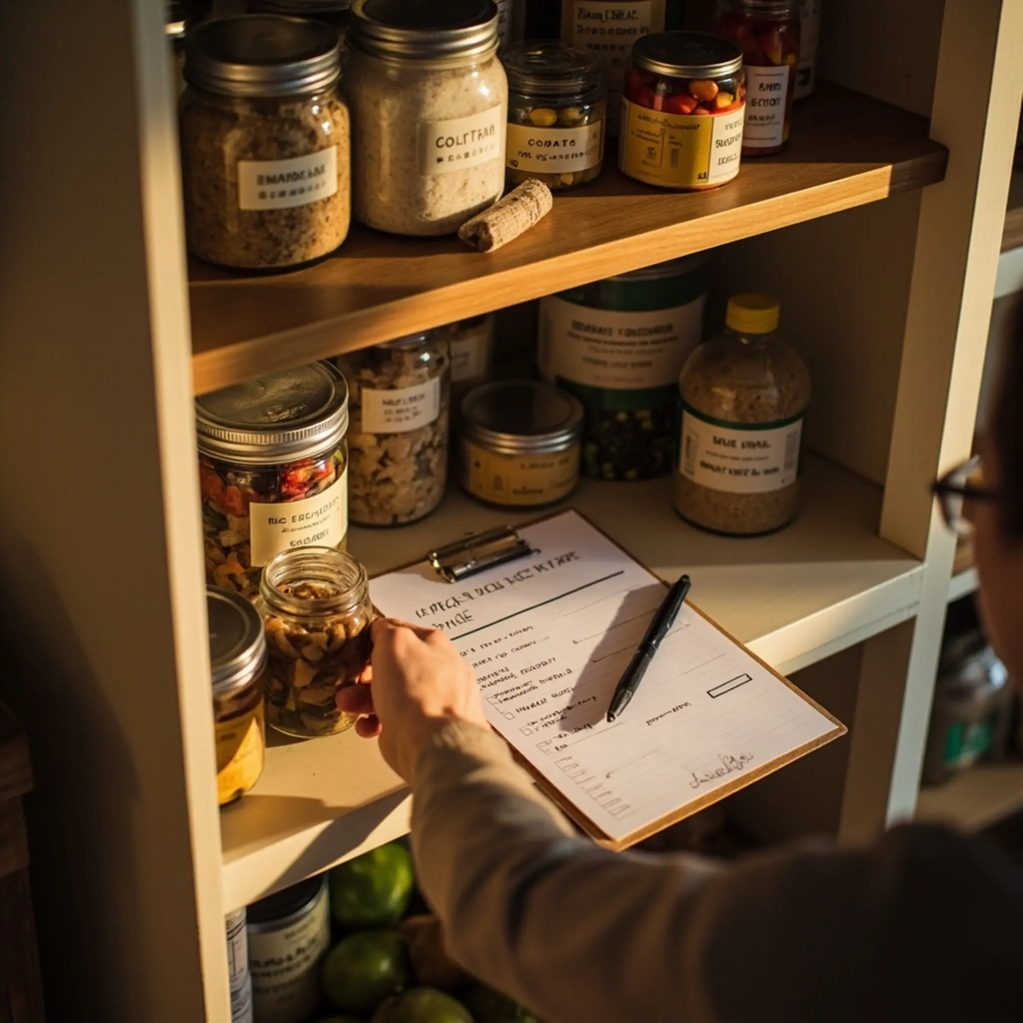 "10 Genius Ways to Save Money on Your Thanksgiving Groceries This Year" 3 Front with off a well of p checking organized an items clipboard in person open image pantry standing 3