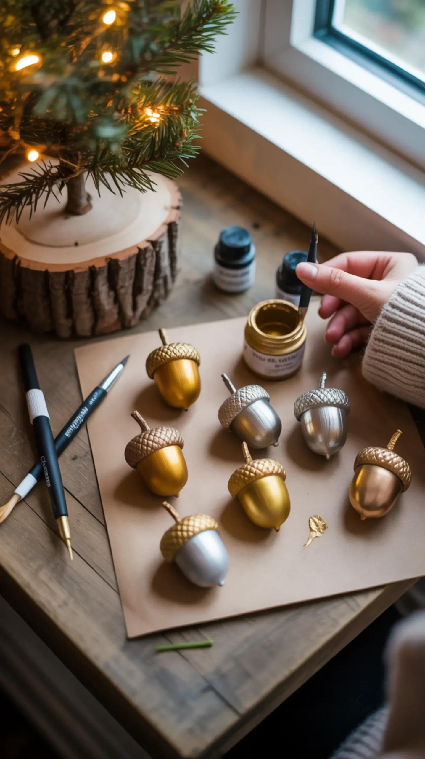 Cap acorn h2 3 shimmering ornaments