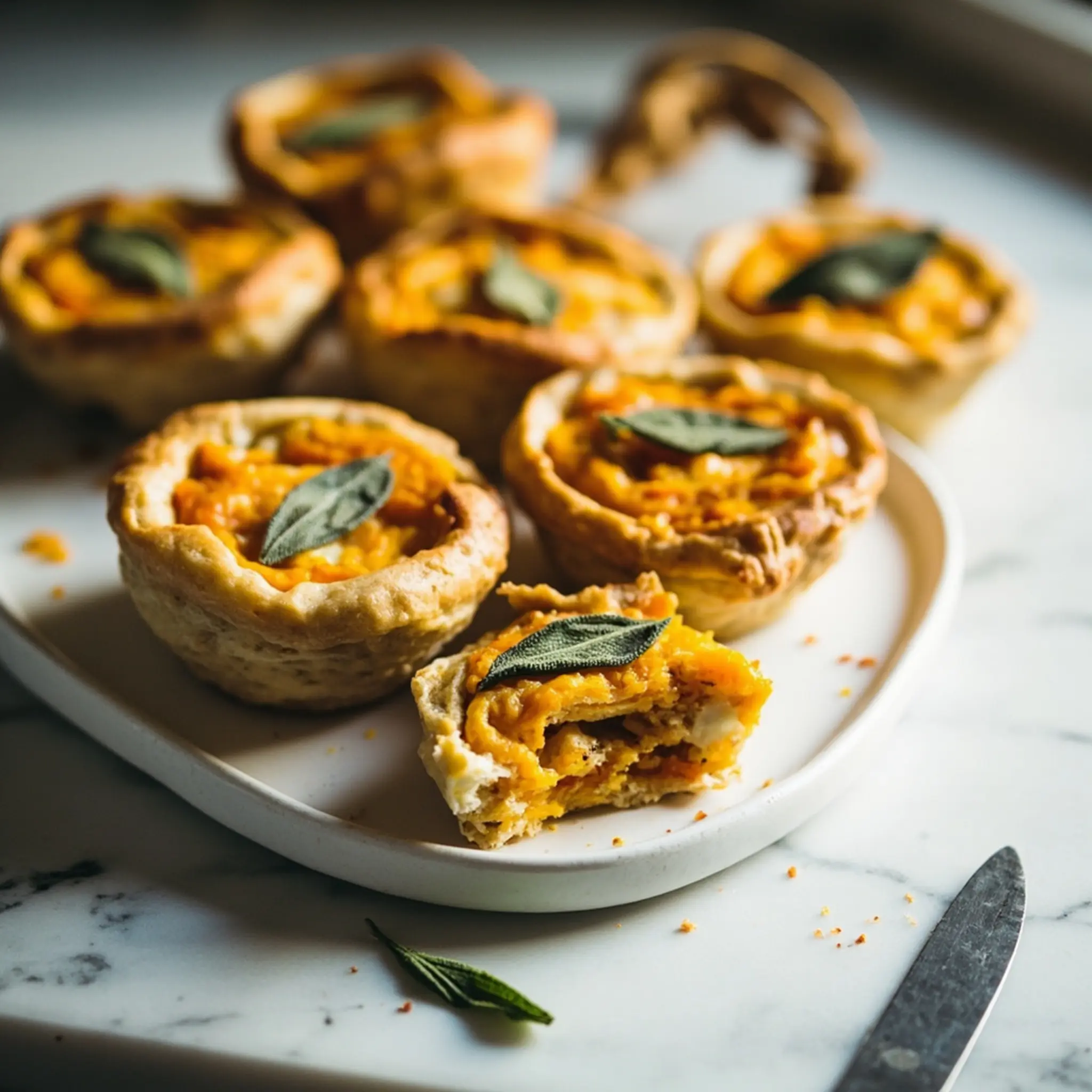White several half layers squash with serving on a of p inside the show arranged mini and one quiches in colorful image cut platter cheese 3 to