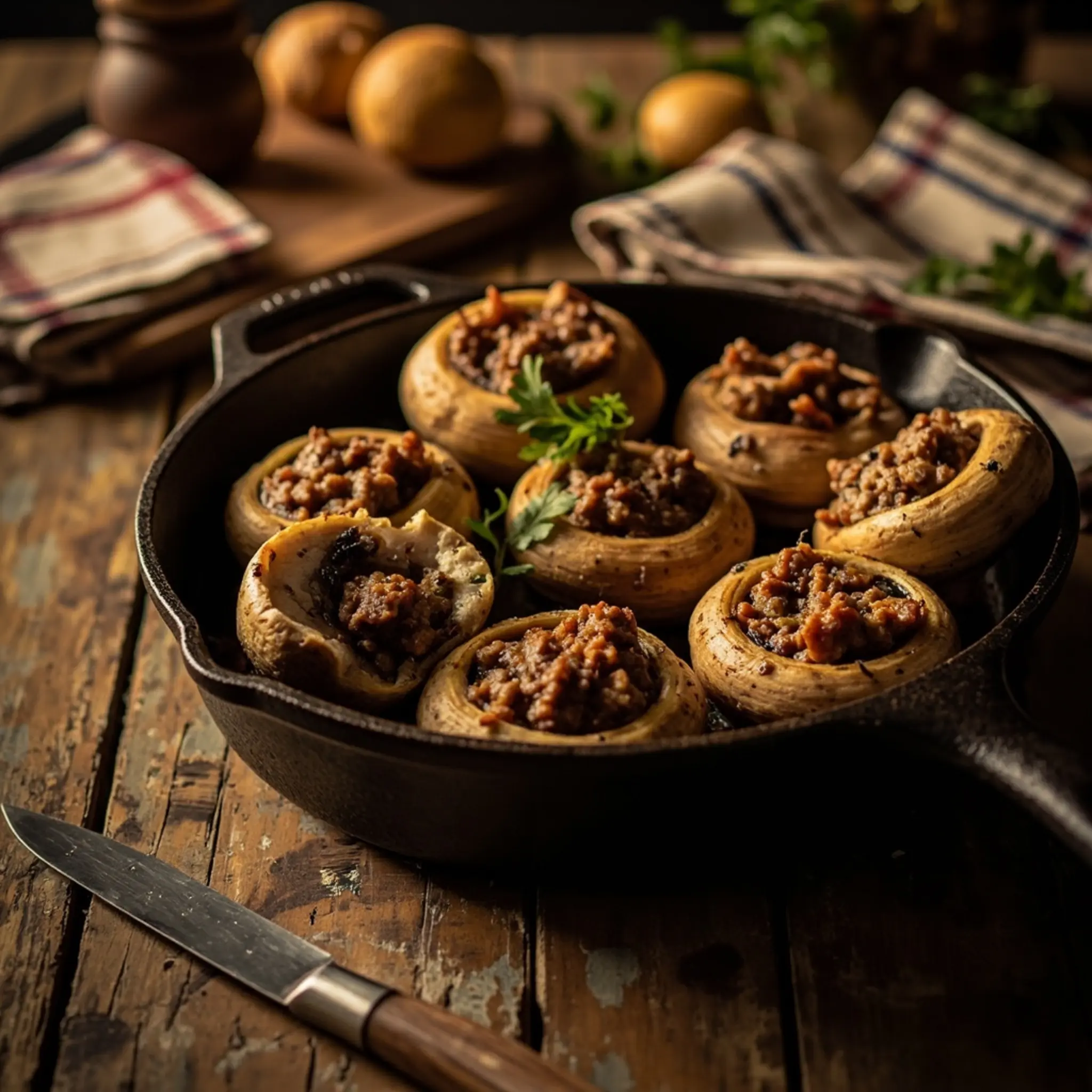 Mushrooms sausage stuffed h3 herb 3 038 savory