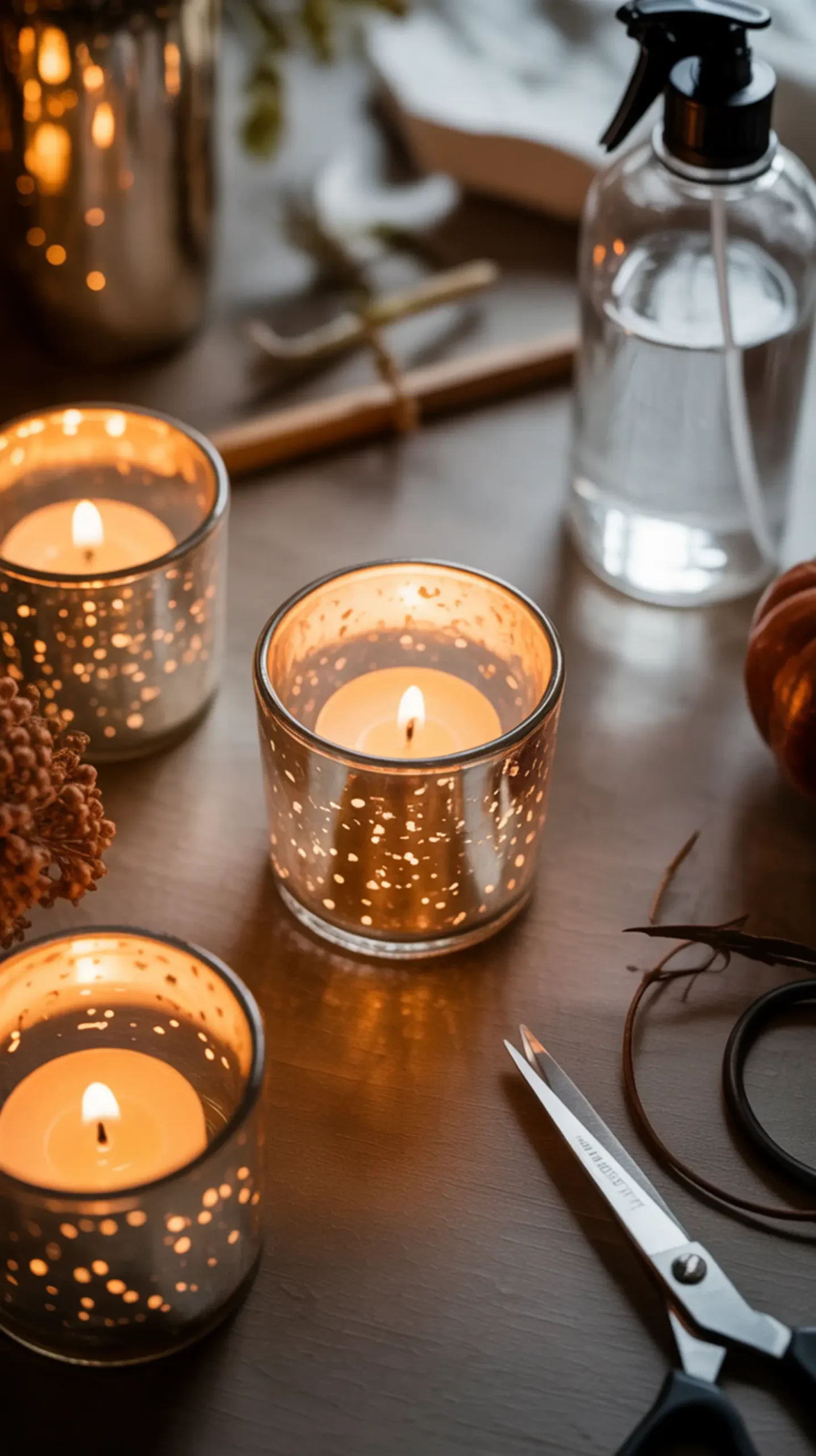 Glass h2 mercury 3 votives faux