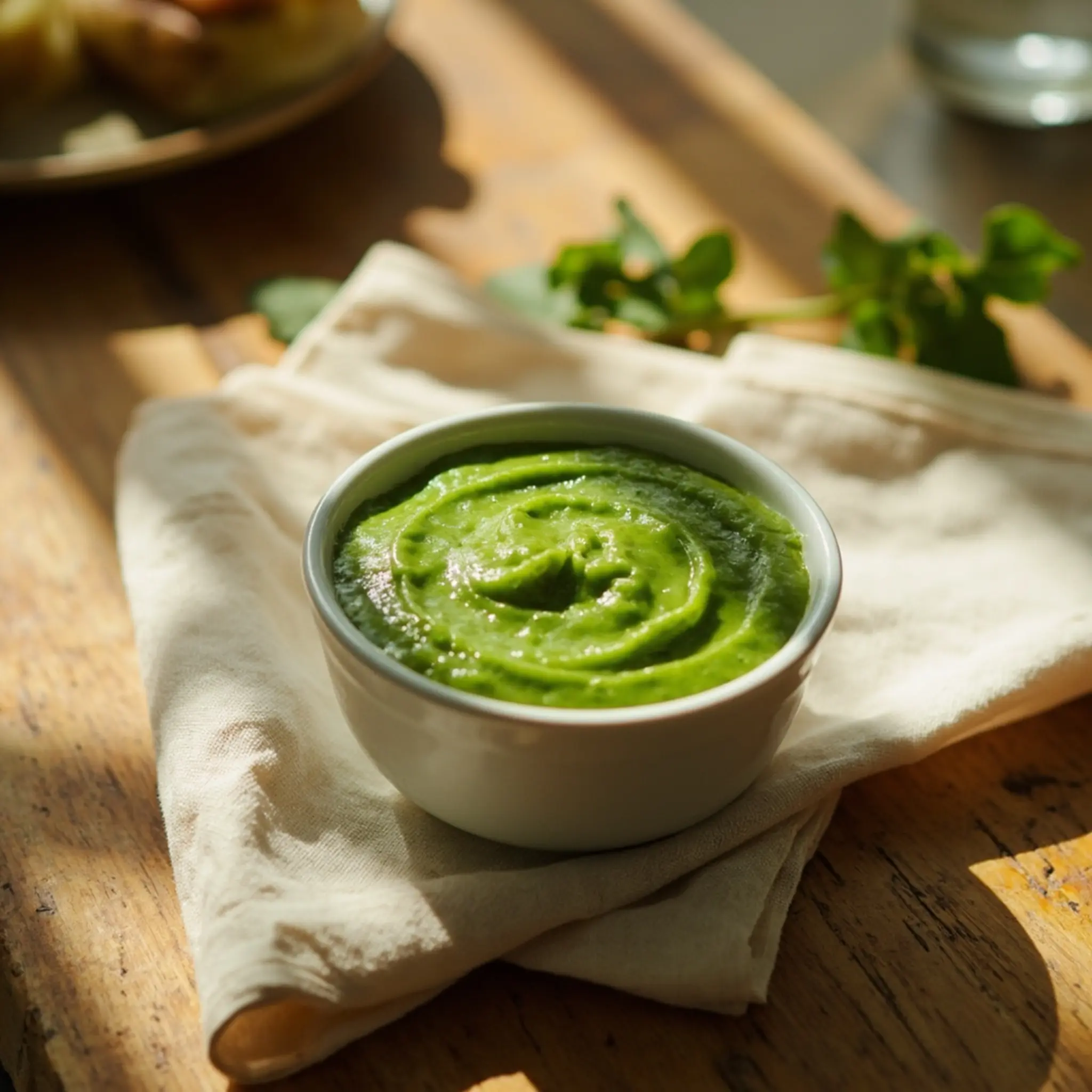 Vibrant white a and showcasing bowl color smooth in 4 p puree green its image texture bright