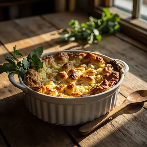 Baked herbs brown baking fresh with stuffing golden a of p the shot and ceramic in image dish 4 garnished
