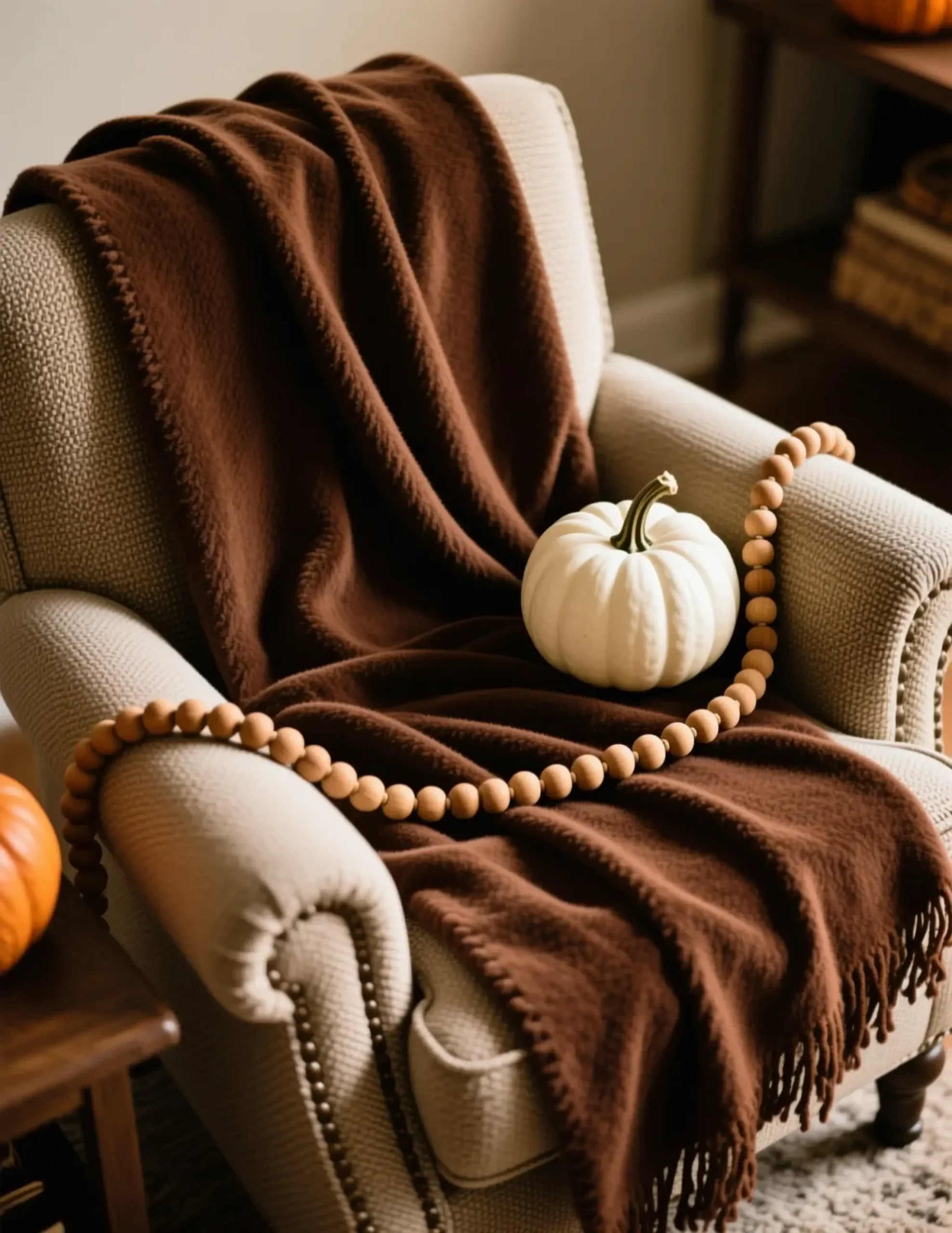 "5 Things to Put Away (And 5 to Add) When Decorating for Thanksgiving" 4 Cozy where brown black a up of p chocolate draped armchair an one over close before image throw 4 blanket was