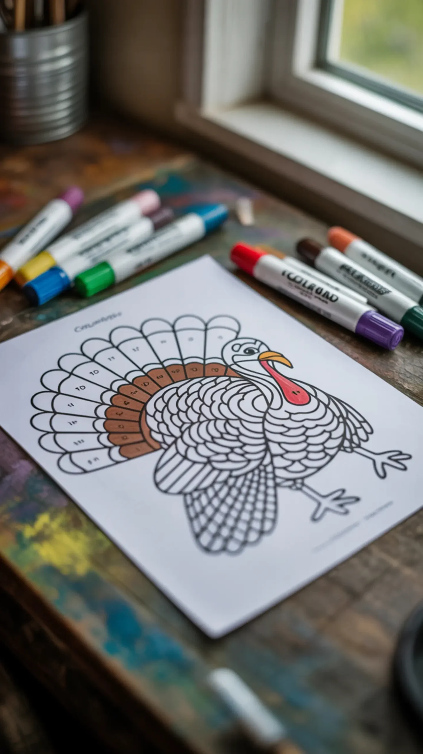 "25+ FREE Thanksgiving Printables for Kids (Easy Crafts, Placemats & Activities)" 4 Printable h2 4 turkey color by number