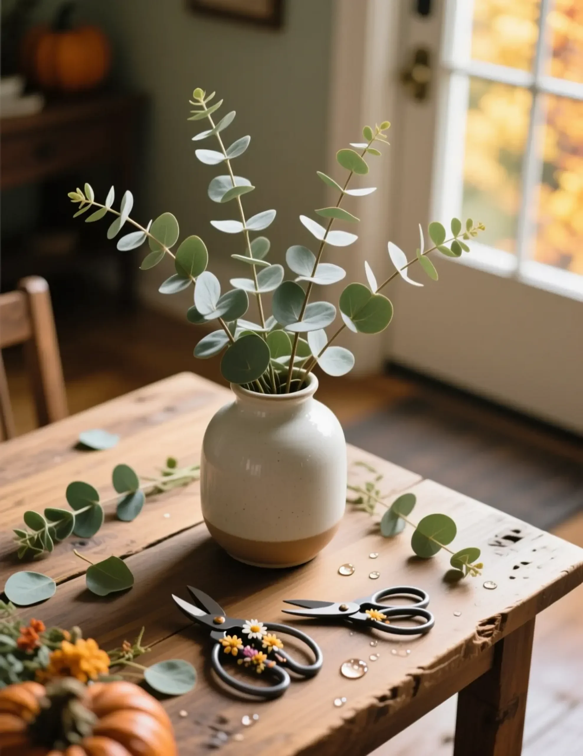 A vase stems eucalyptus ceramic generous bunch of holding 4 preserved p or image tall faux