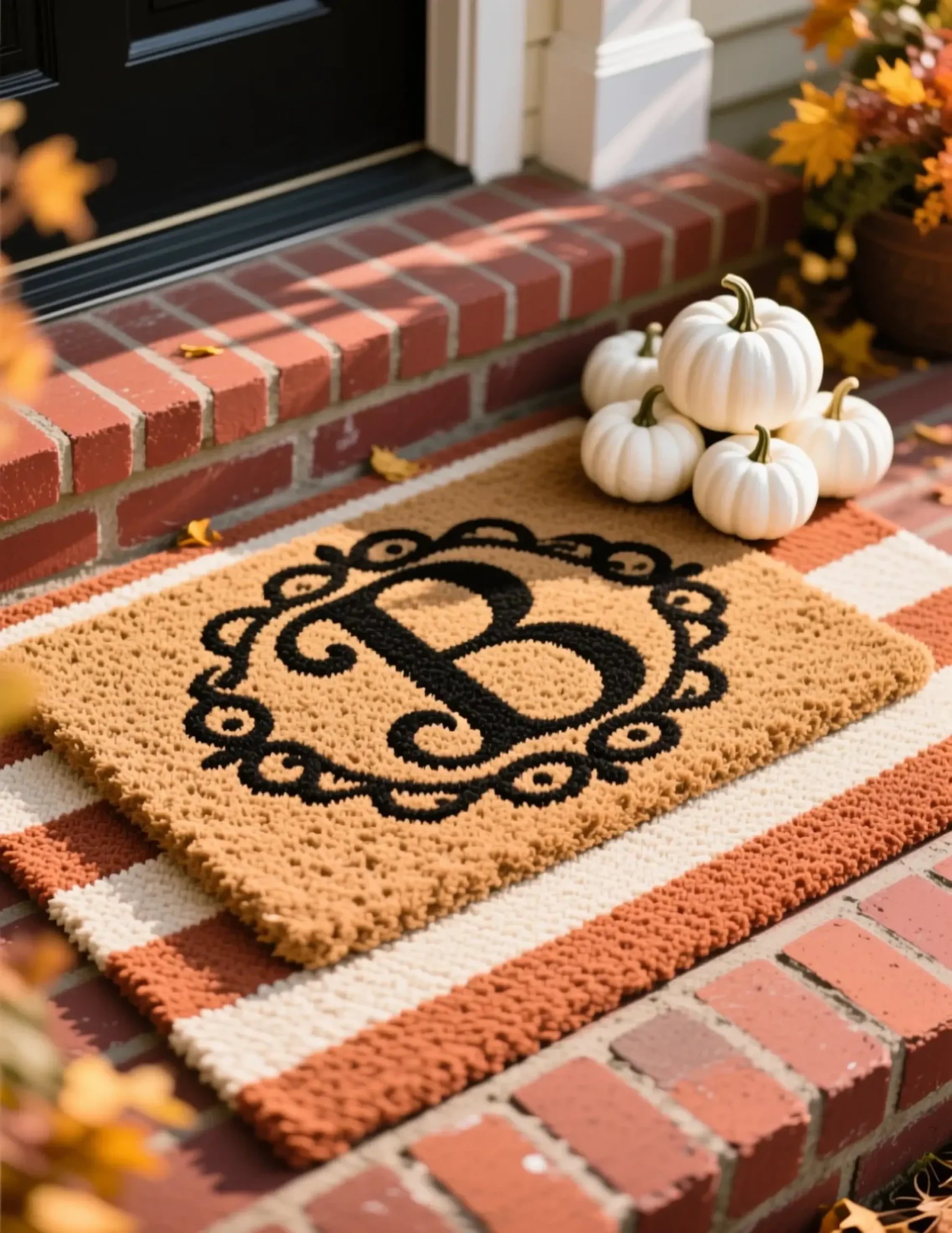 Coir 8221 8220 rug ornate letter doormat base center with b a under p subtle the cream and in lies high image large terracotta stripes 4 quality