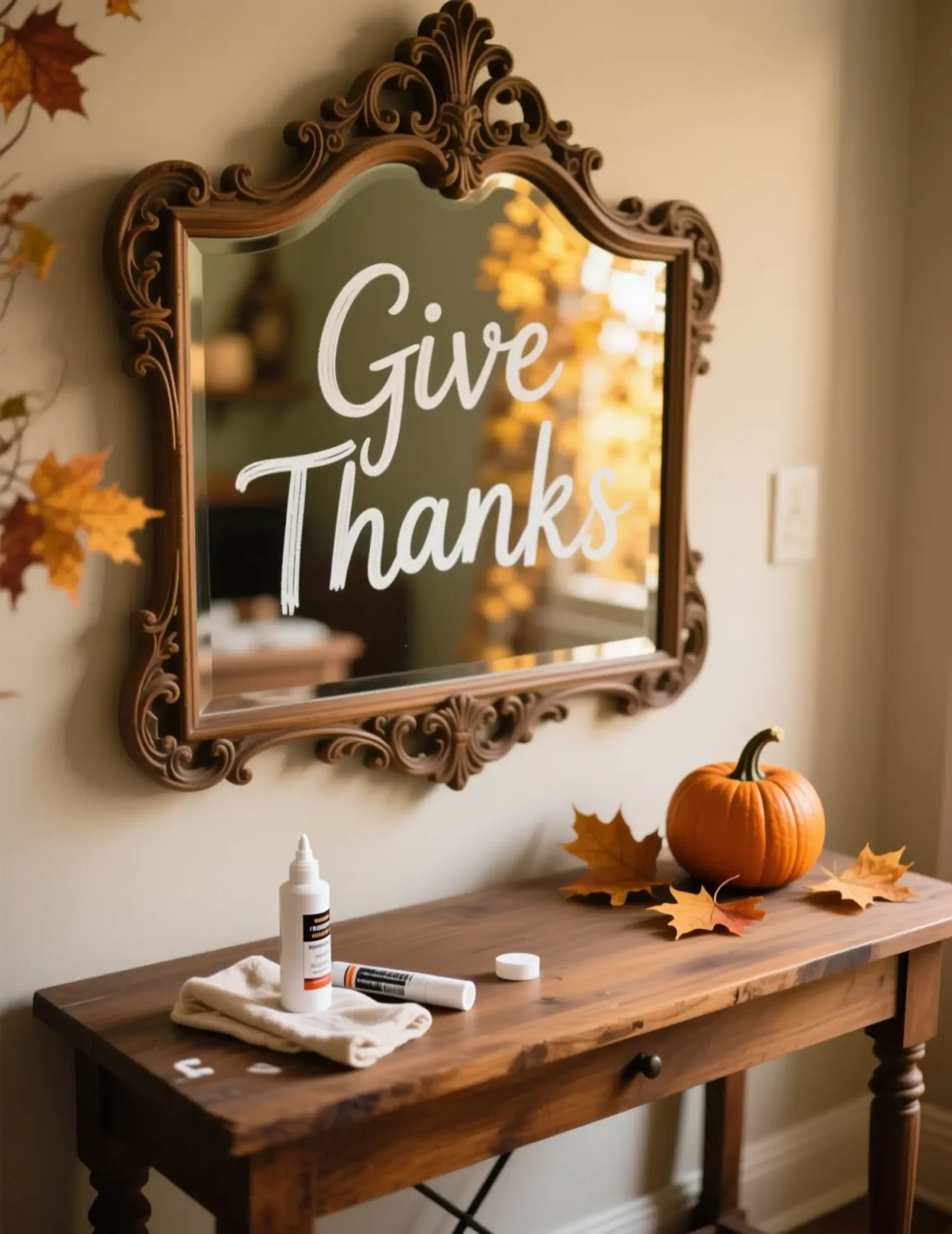 Across white 8221 8220 mirror ornate marker with written p give chalk an it script in beautiful thanks flowing image 4