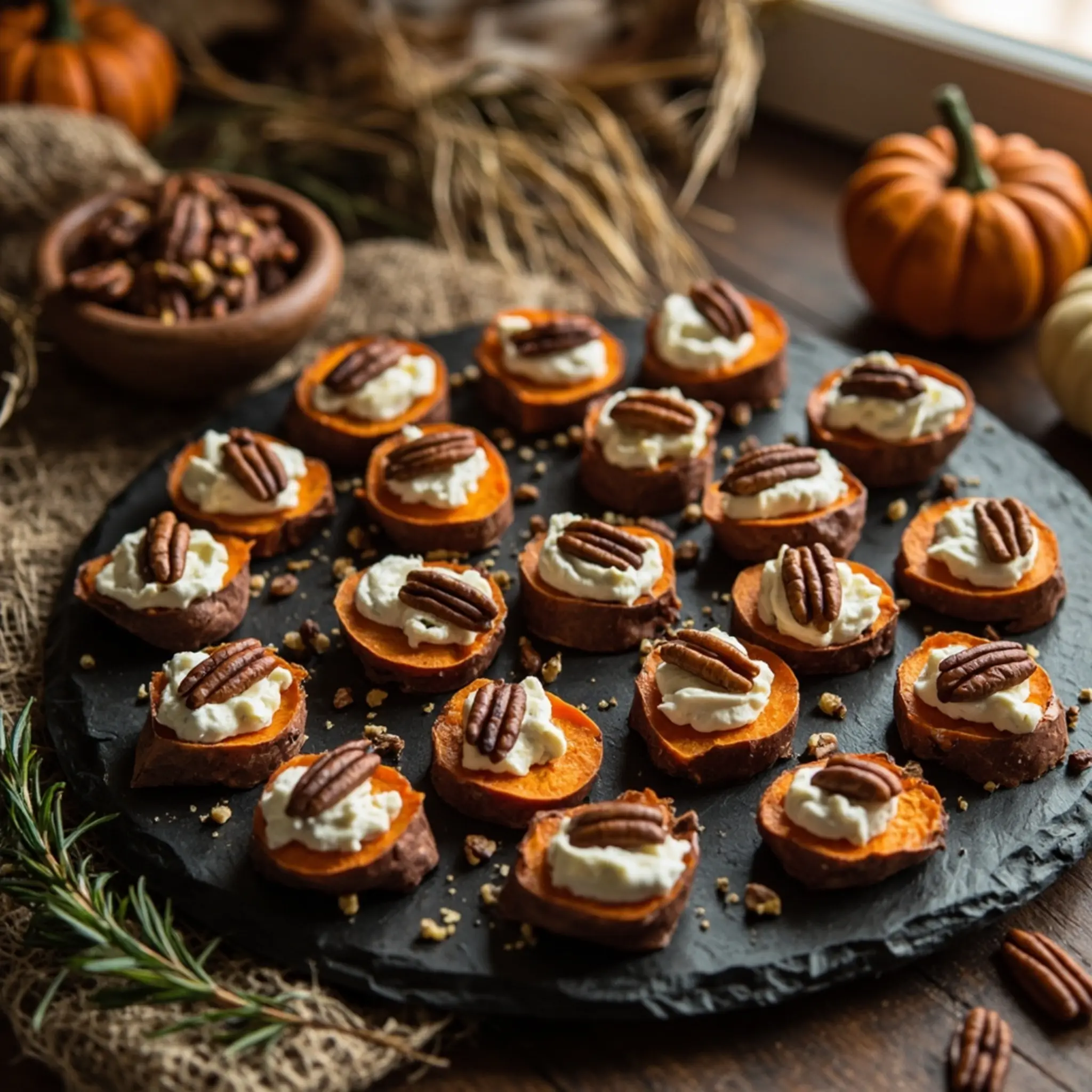 Potato rounds pecans cheese candied h3 sweet 4 herbed 038 goat with