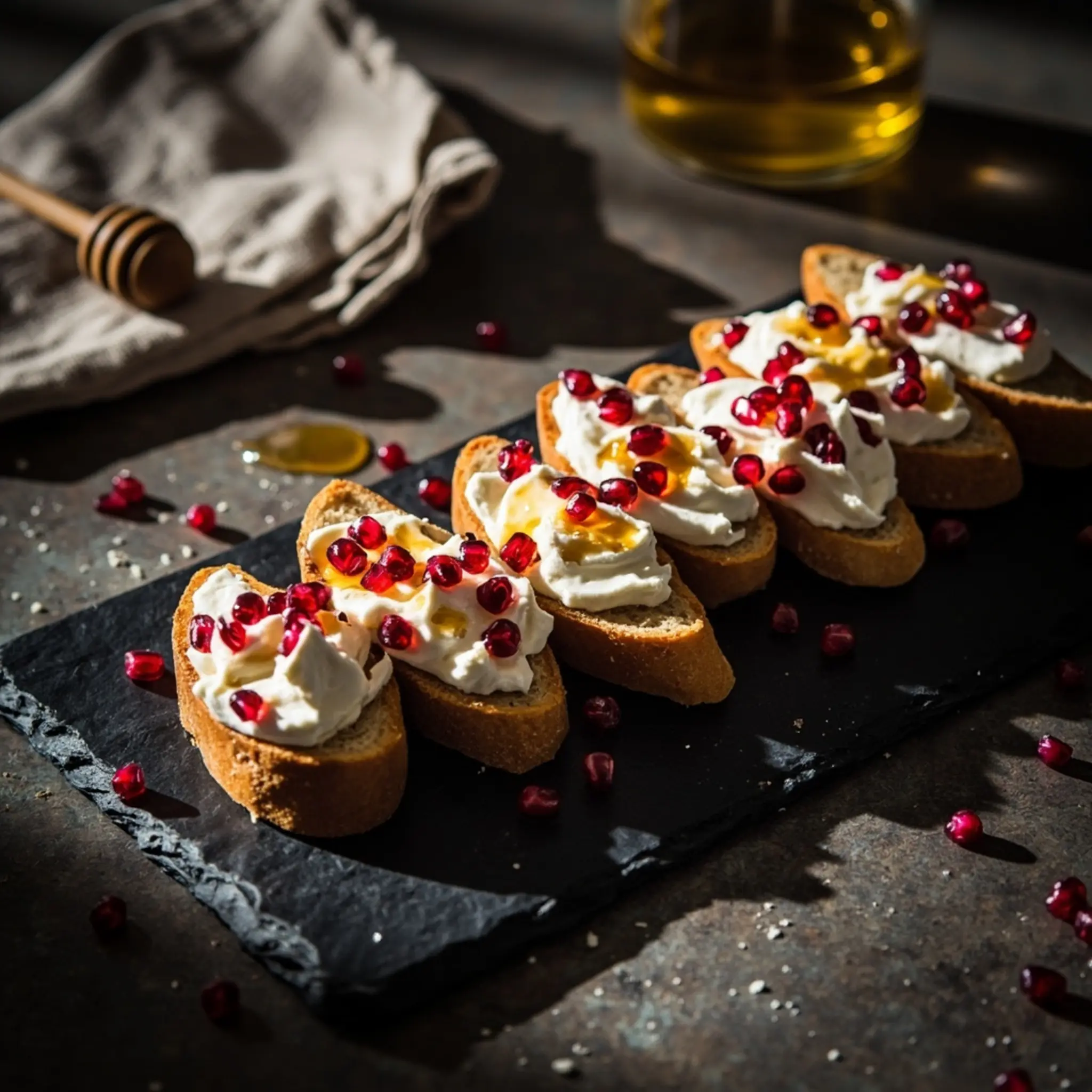 Pomegranate whipped h3 feta 4 038 crostini
