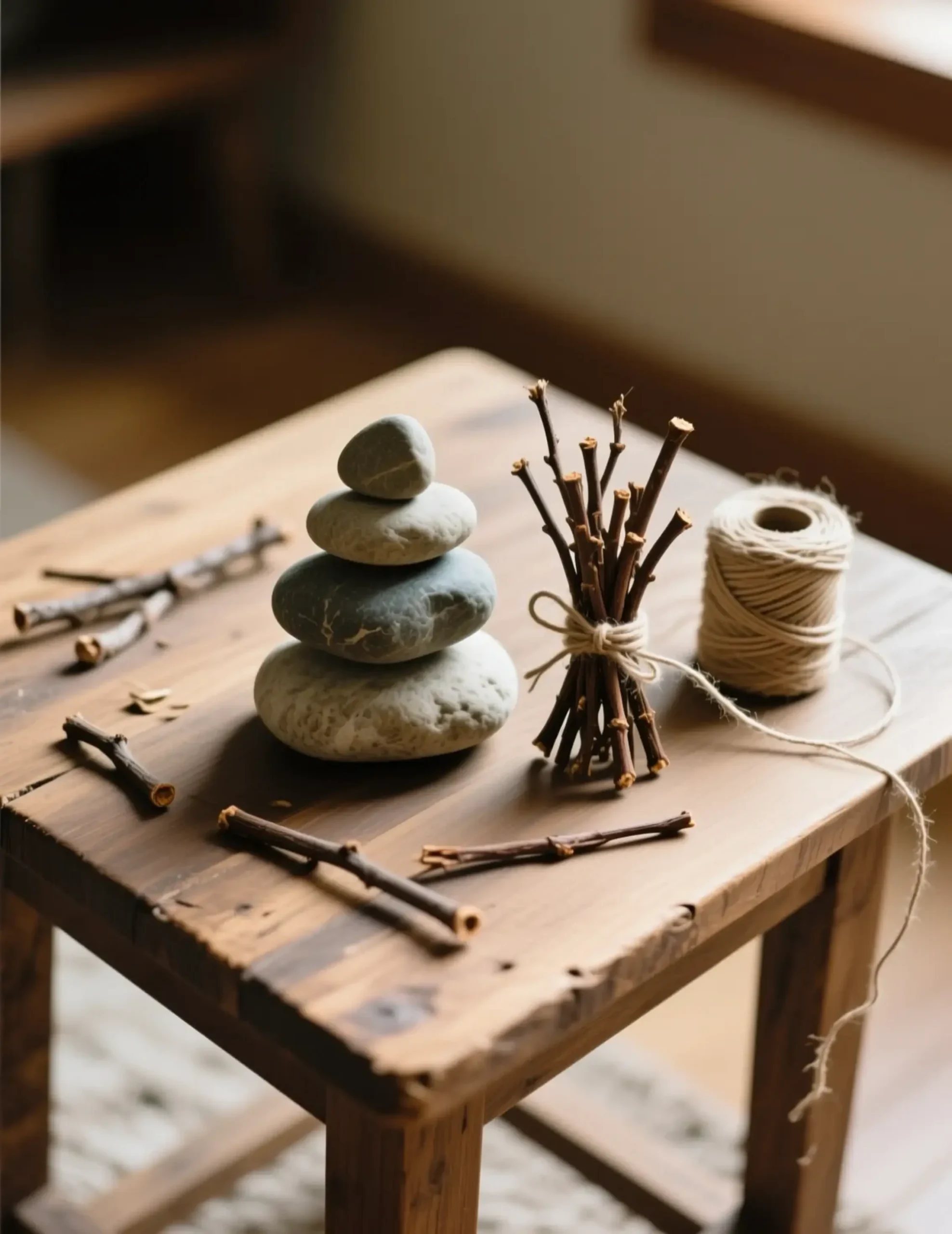 Balanced sitting gray a on of smooth stack thin p small surface stones image next tiny twigs wooden 5 to bundle three