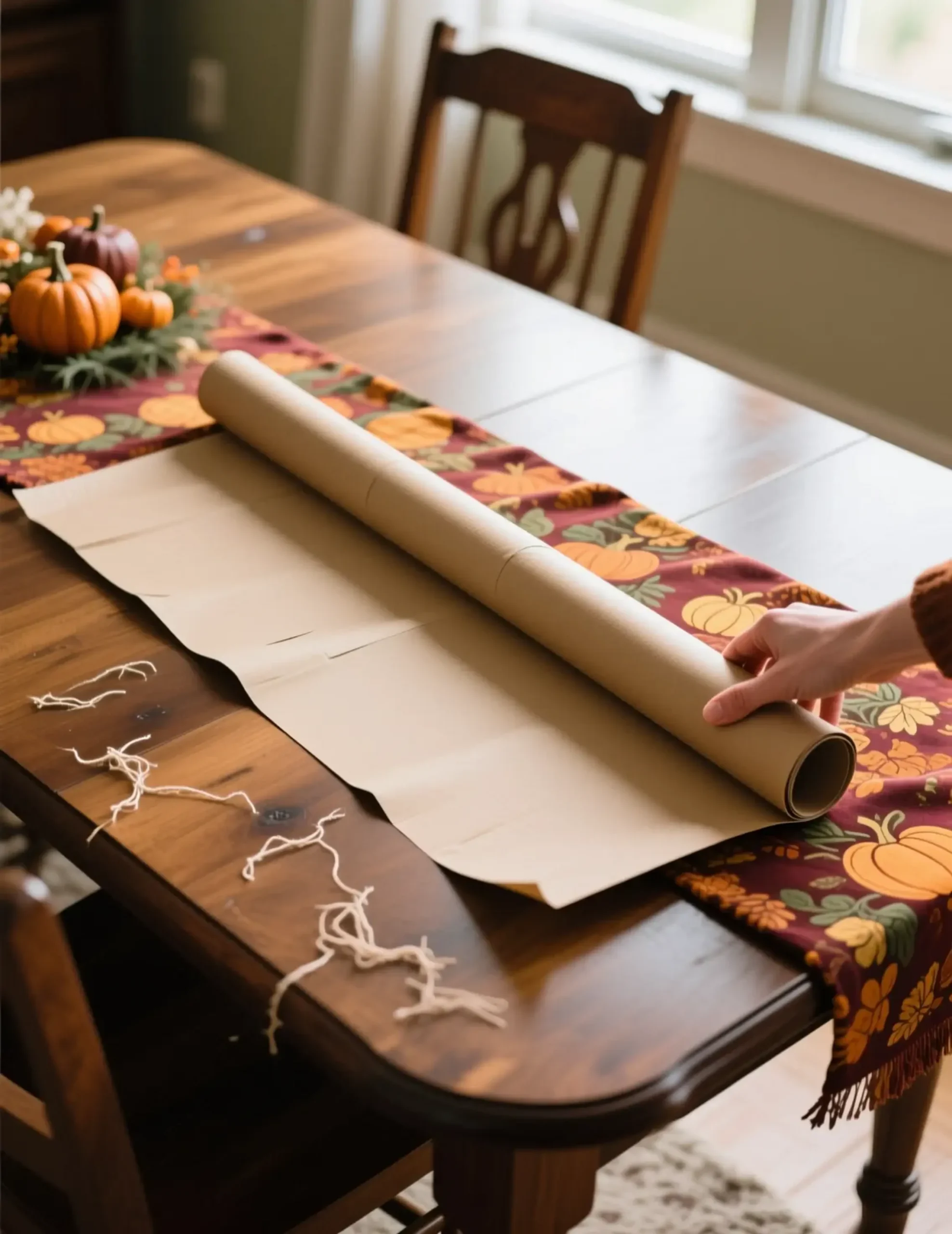 Around being a rolled long cardboard tube festive 5 p thanksgiving tablecloth carefully image