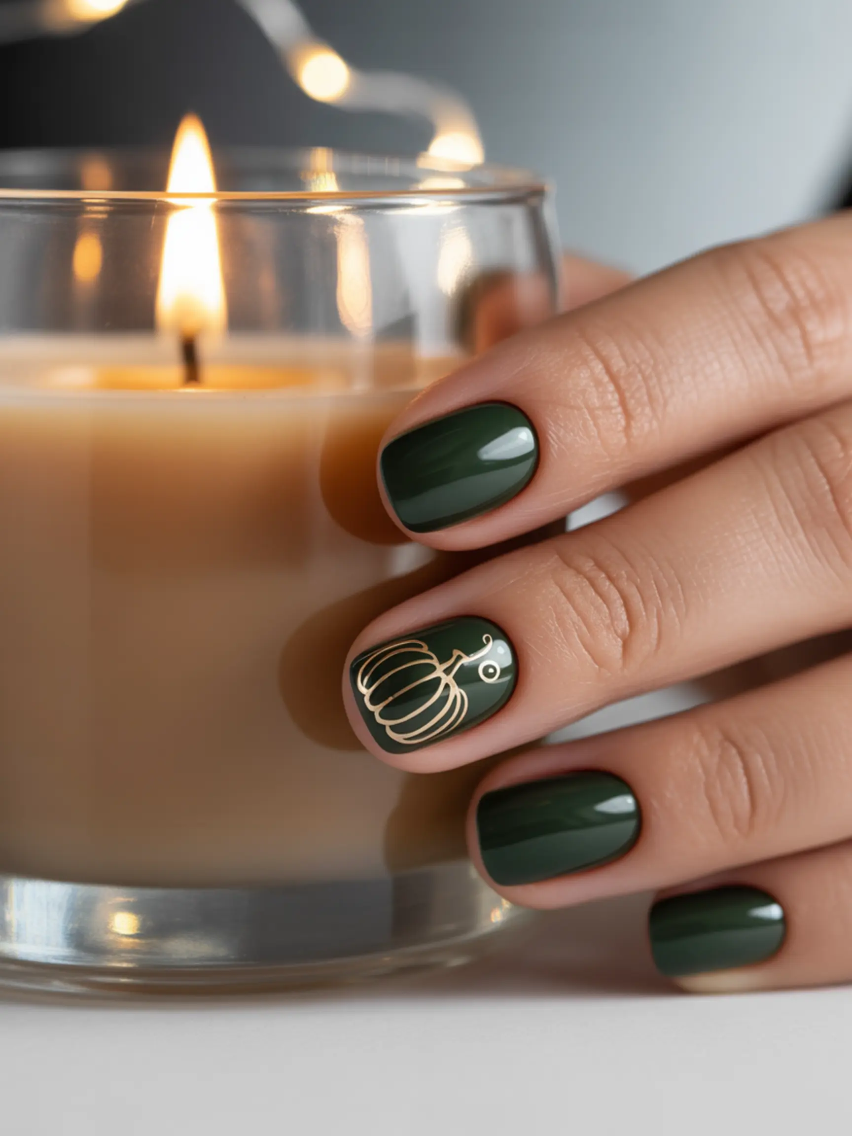"15 Thanksgiving Nail Sticker & Decal Ideas for the Easiest Mani Ever" 5 Outlined swirling dark with on a p the manicure gold and an vine accent nail green image pumpkin sticker 5 elegant
