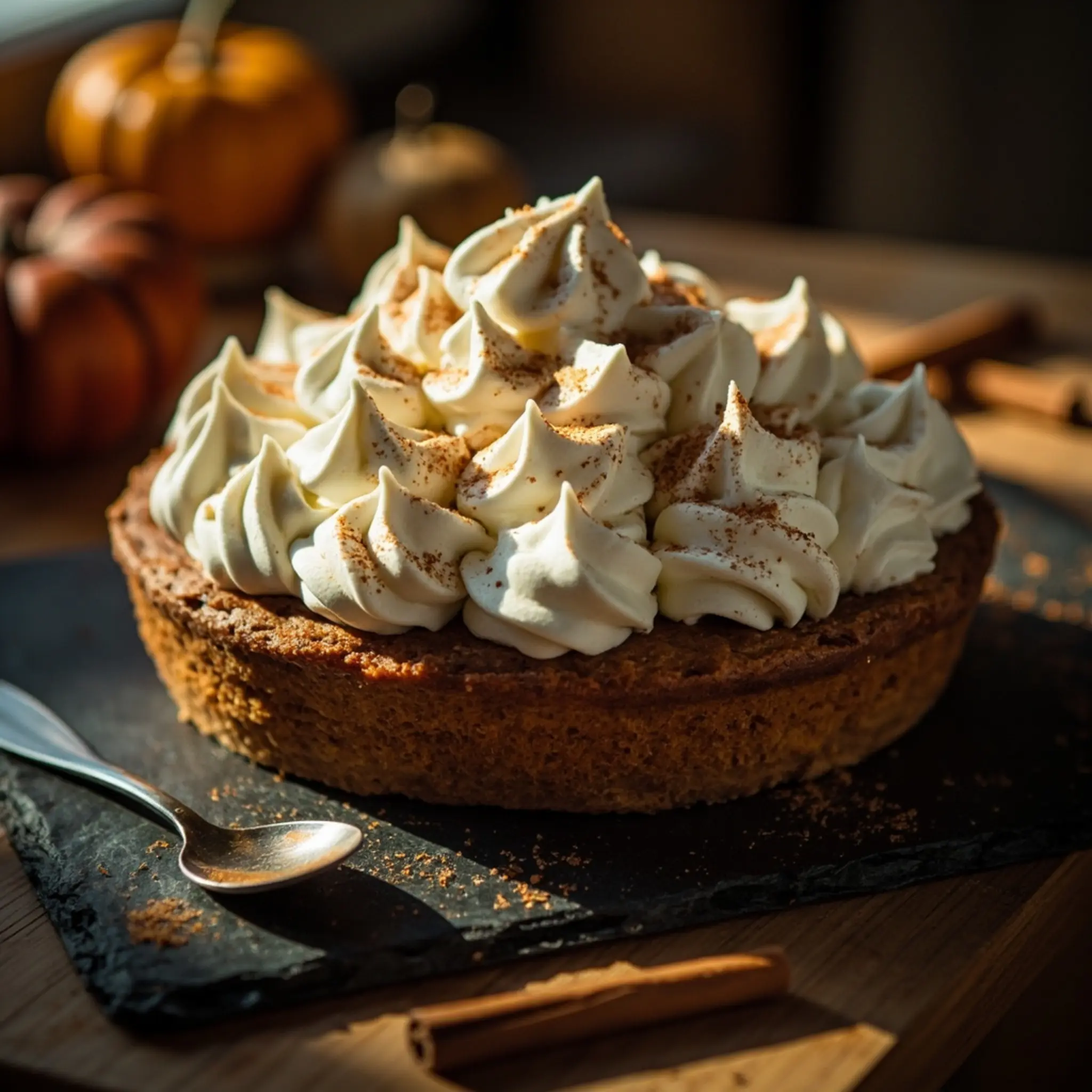 With a pillowy showcasing whipped of p valleys side the dusted shot angle cream and deep pie lightly dramatic image peaks cinnamon 5 topping