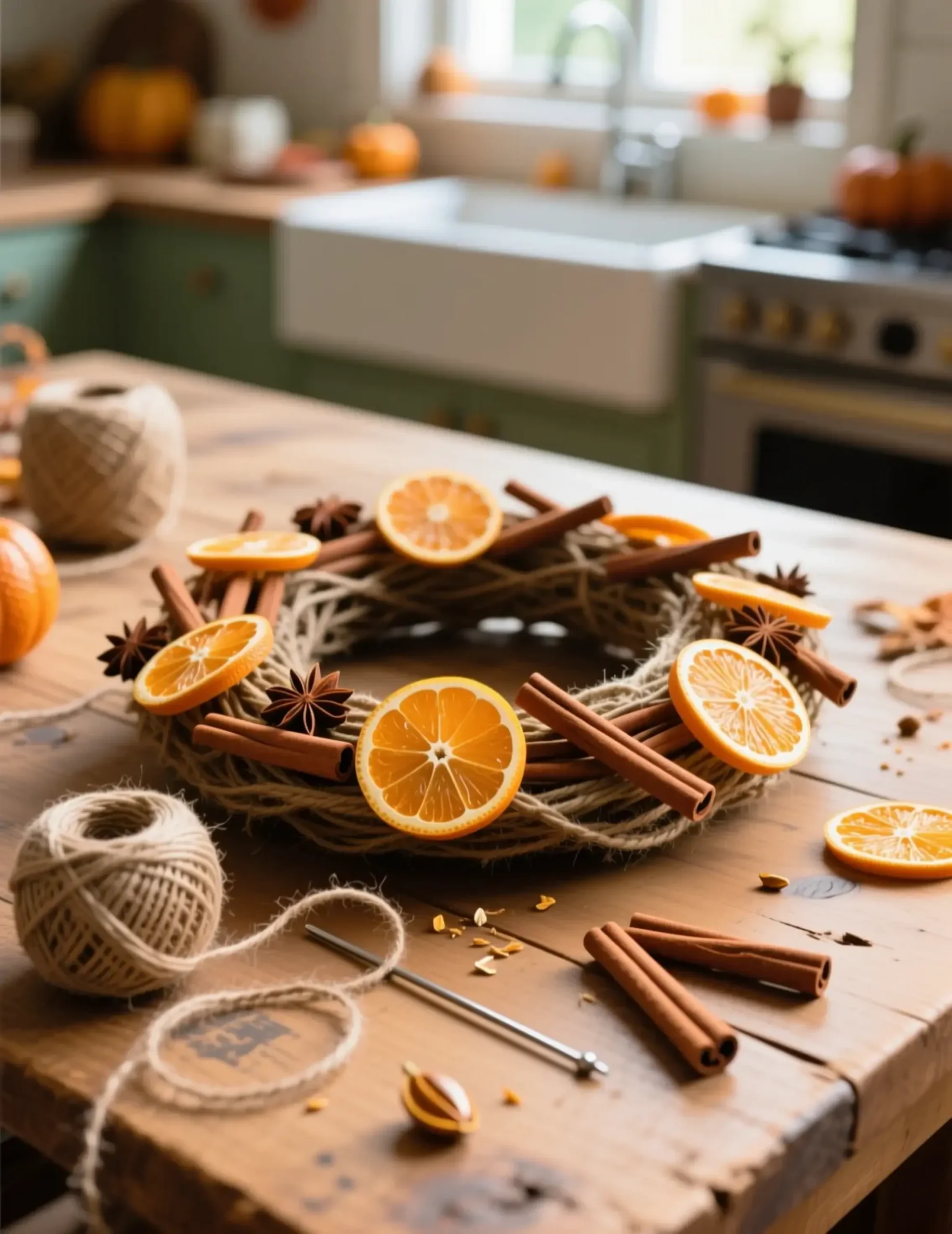 Dried h2 stick cinnamon garland 5 038 orange the rustic