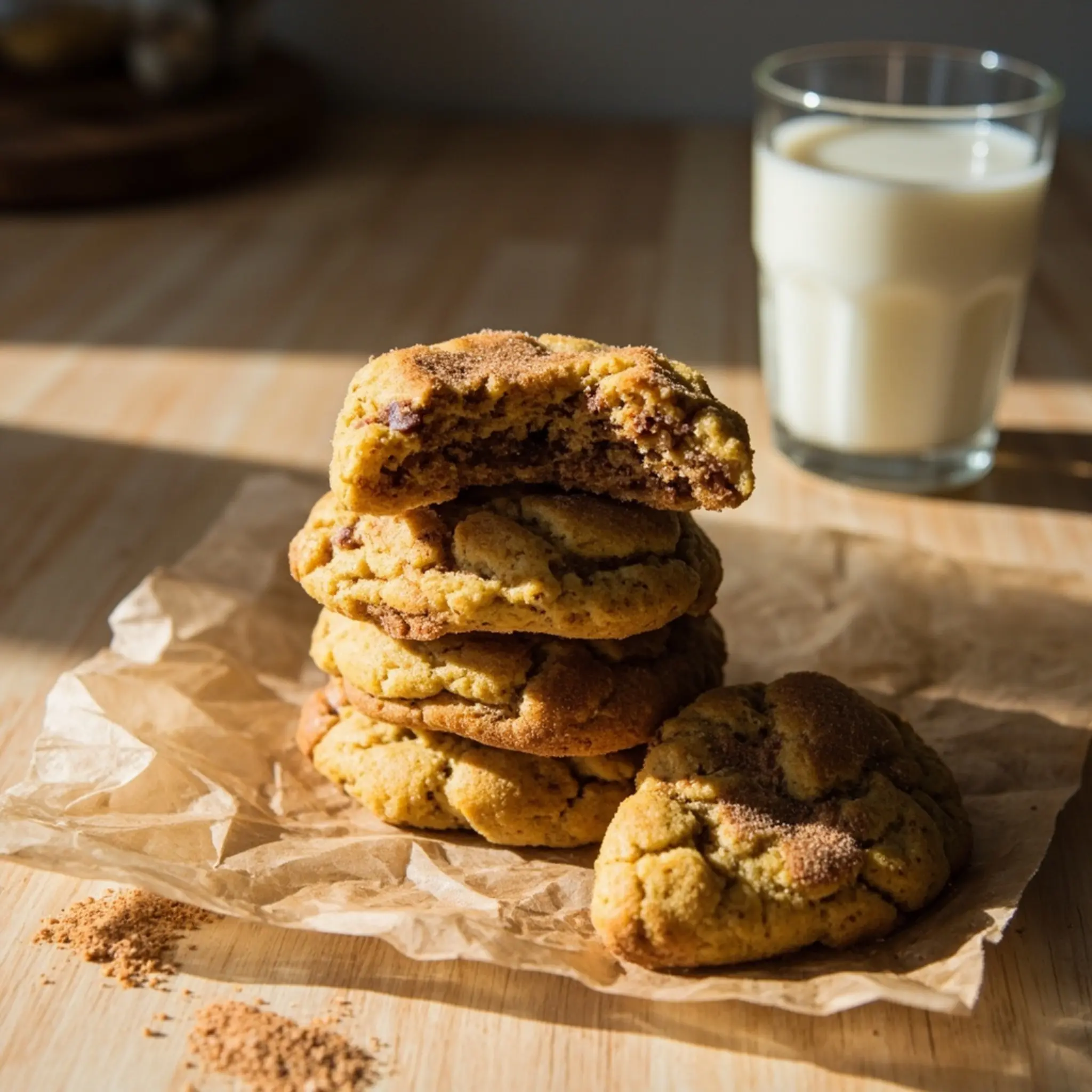 Snickerdoodles half center with cookie broken a of stack p the show glass one in chewy milk image pumpkin next 5 to
