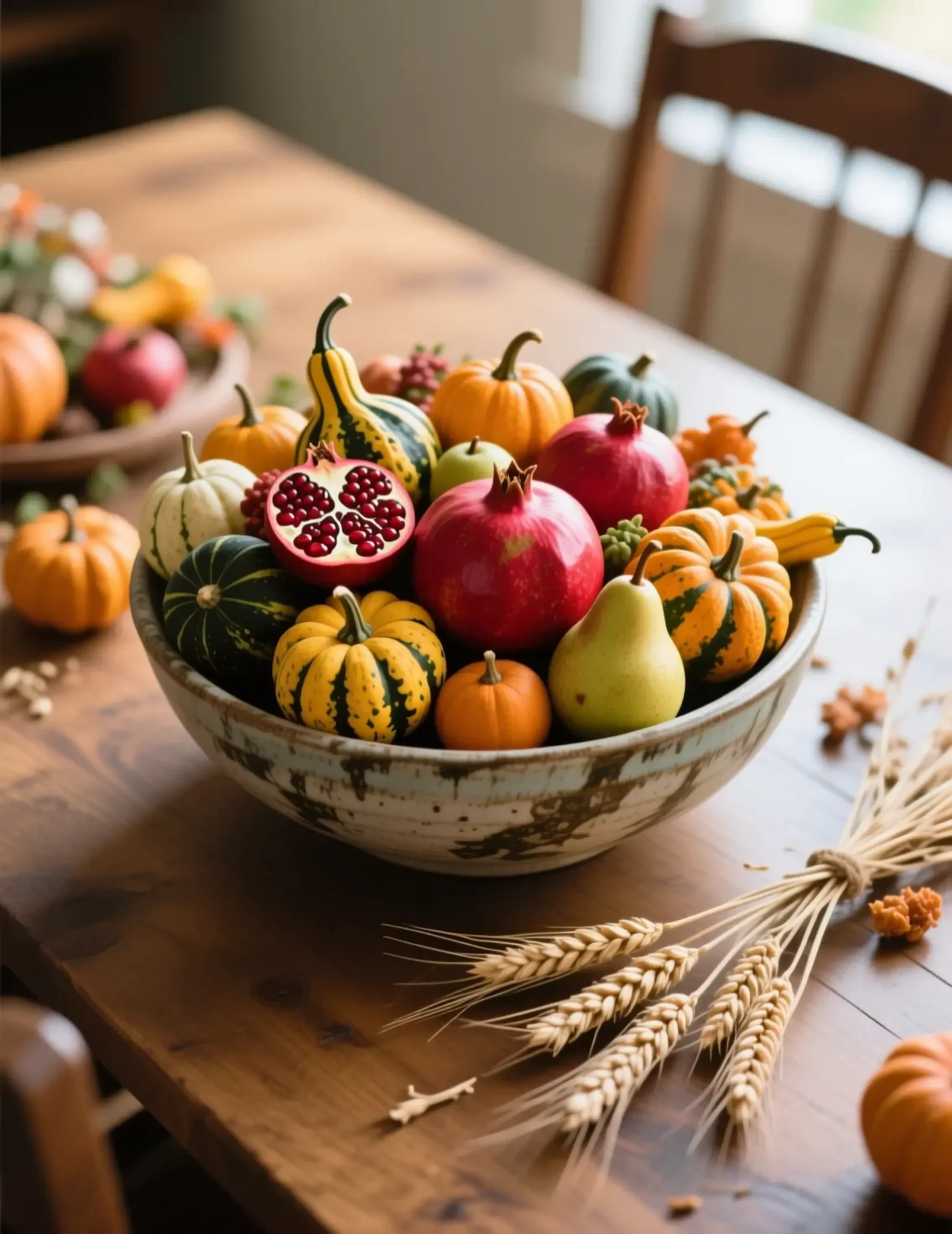 Gourds pears a and overflowing bowl ceramic artichokes 5 beautiful colorful p with image pomegranates