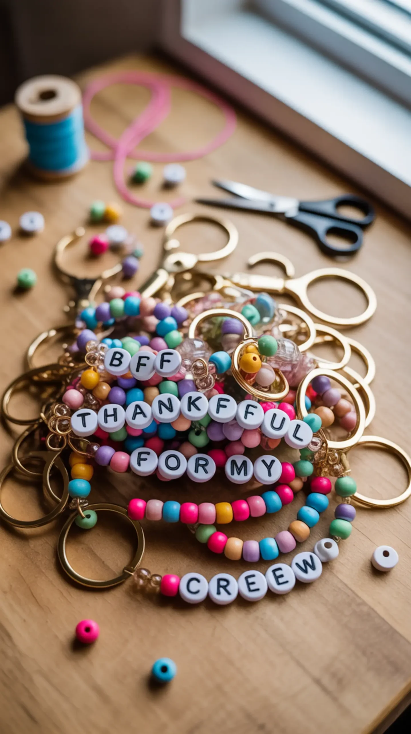 Vibrant 8221 finished 8220 initials words with showing like a beaded of friend s p fun keychains and 8217 image bff crew 5 pile photo