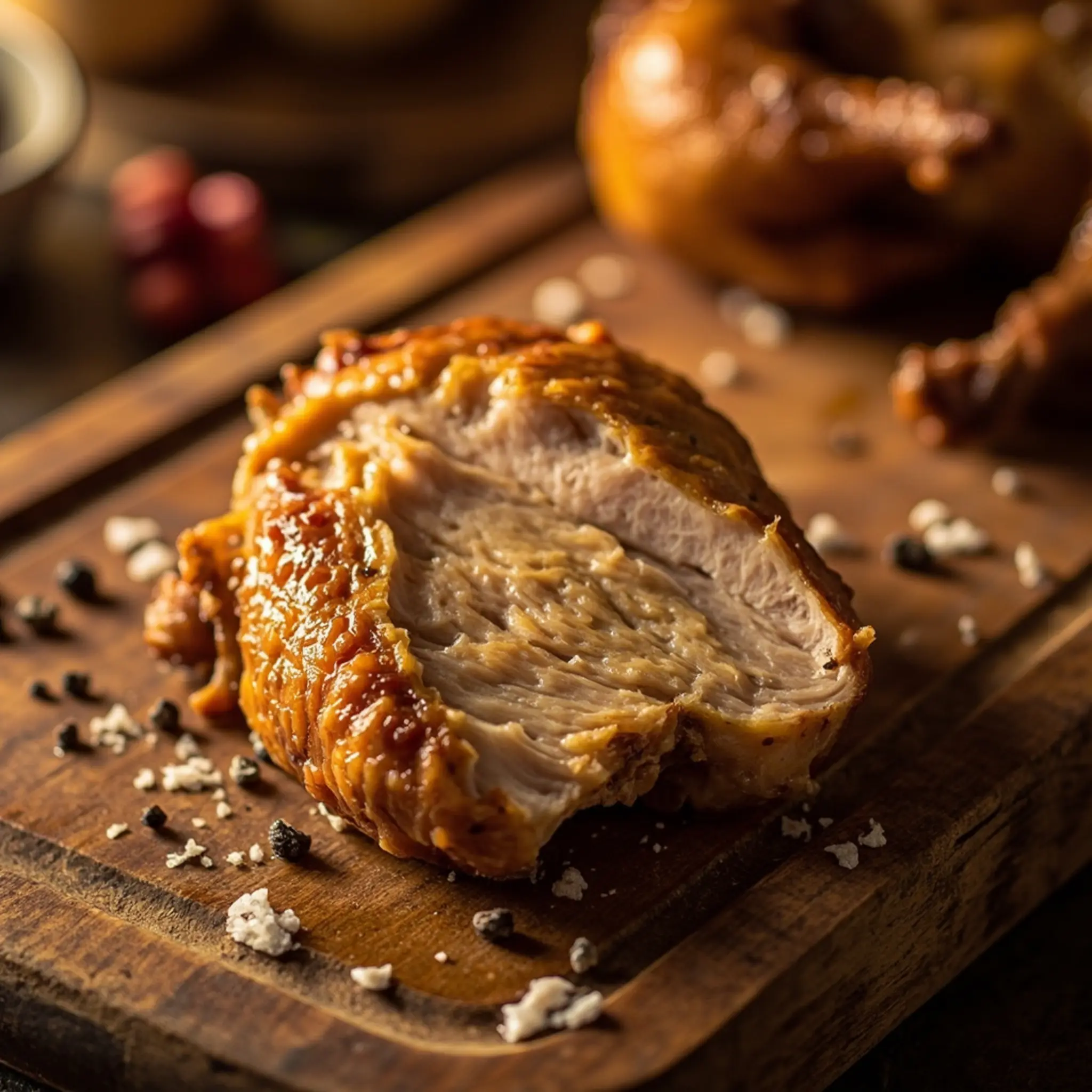 Crackly finished lights on super up of under crispy p extreme the an close skin turkey station image glistening carving 5