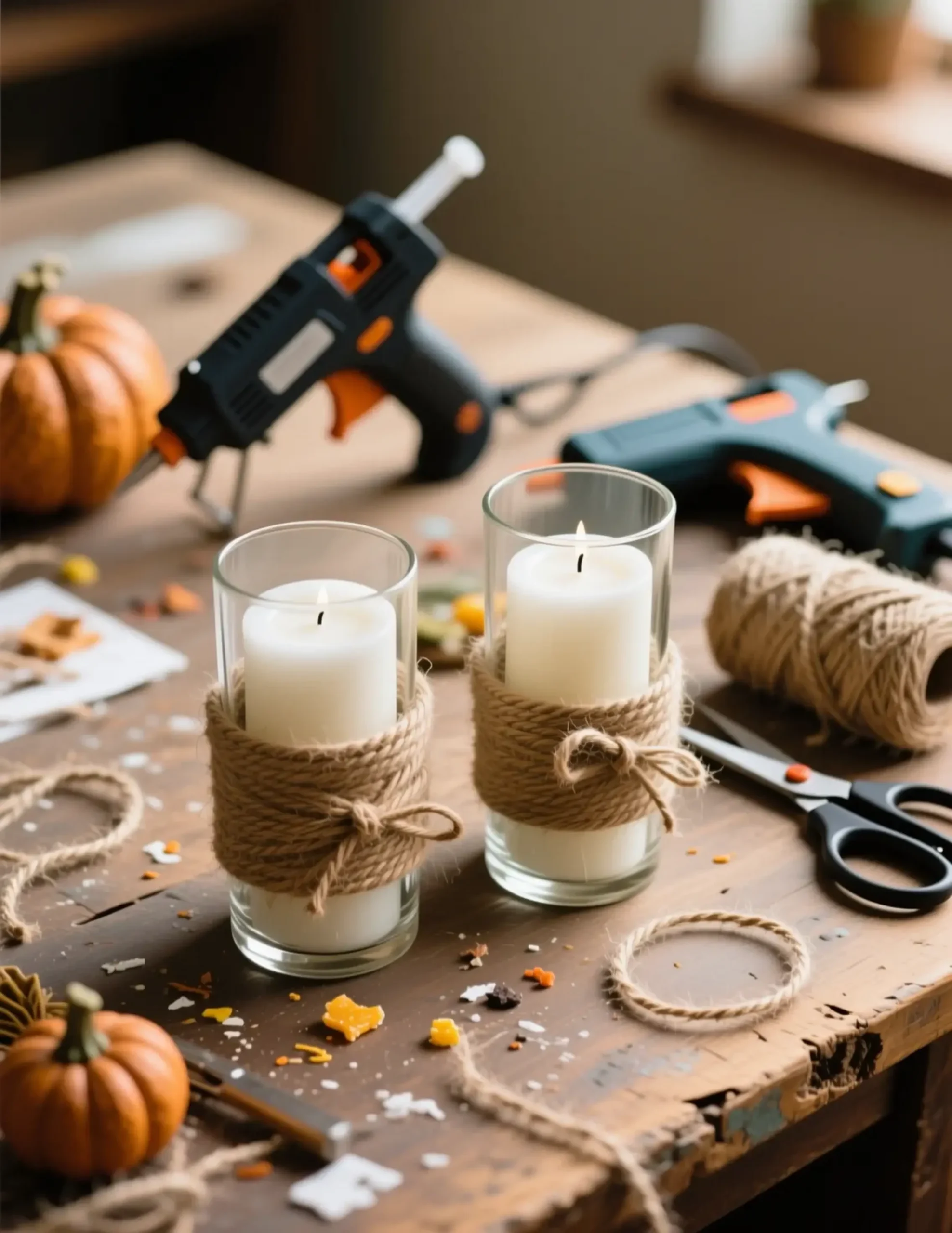 Pillar wrapped candle h2 5 jute holders