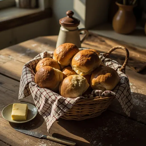 Baked brown with yeast freshly golden middle a split p basket the slightly down image rustic filled rolls 6