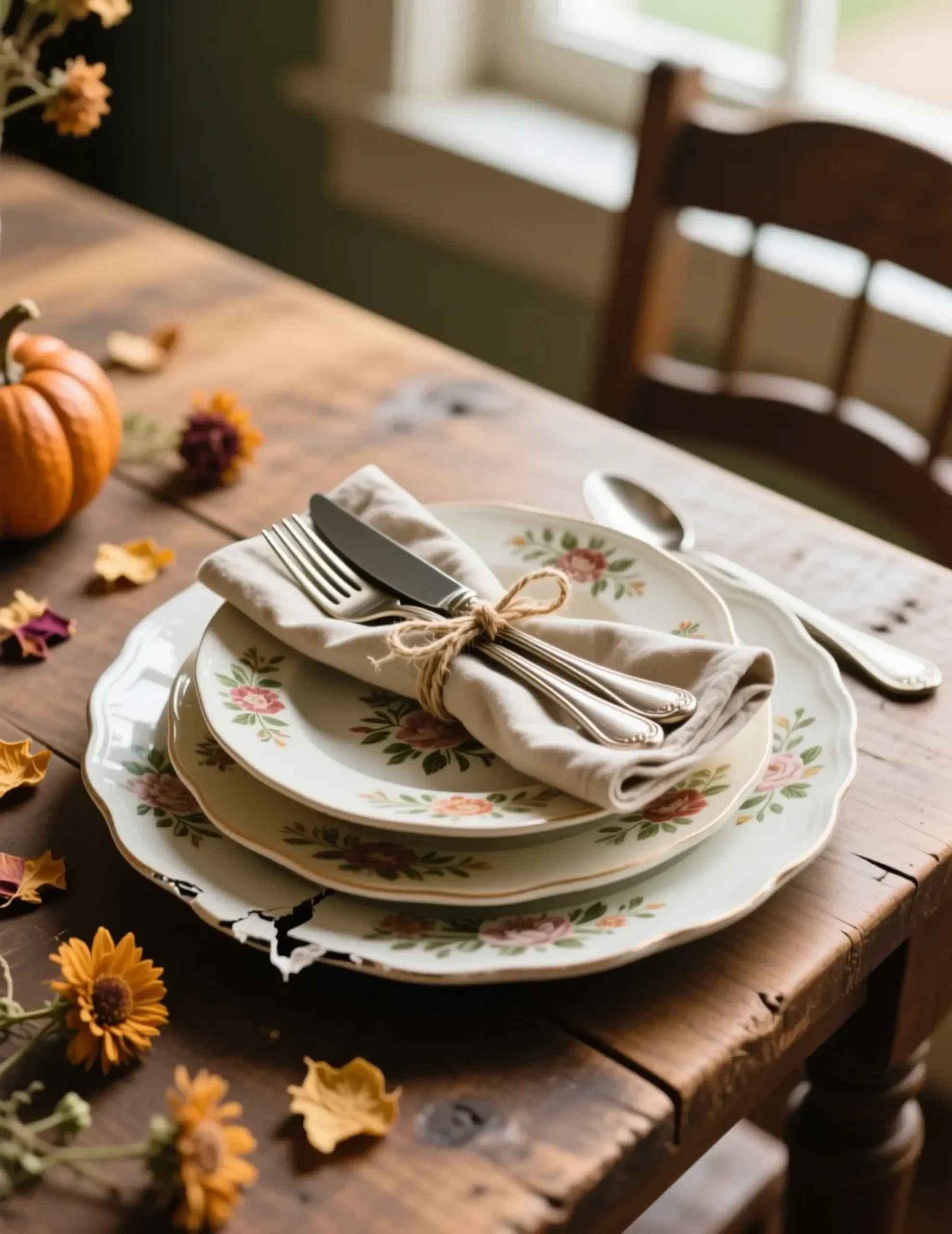 Flatware napkin floral polished thrift setting a vintage p featuring store cloth sourced china neatly is everyday in bundled image from charming mismatched plates 6 place
