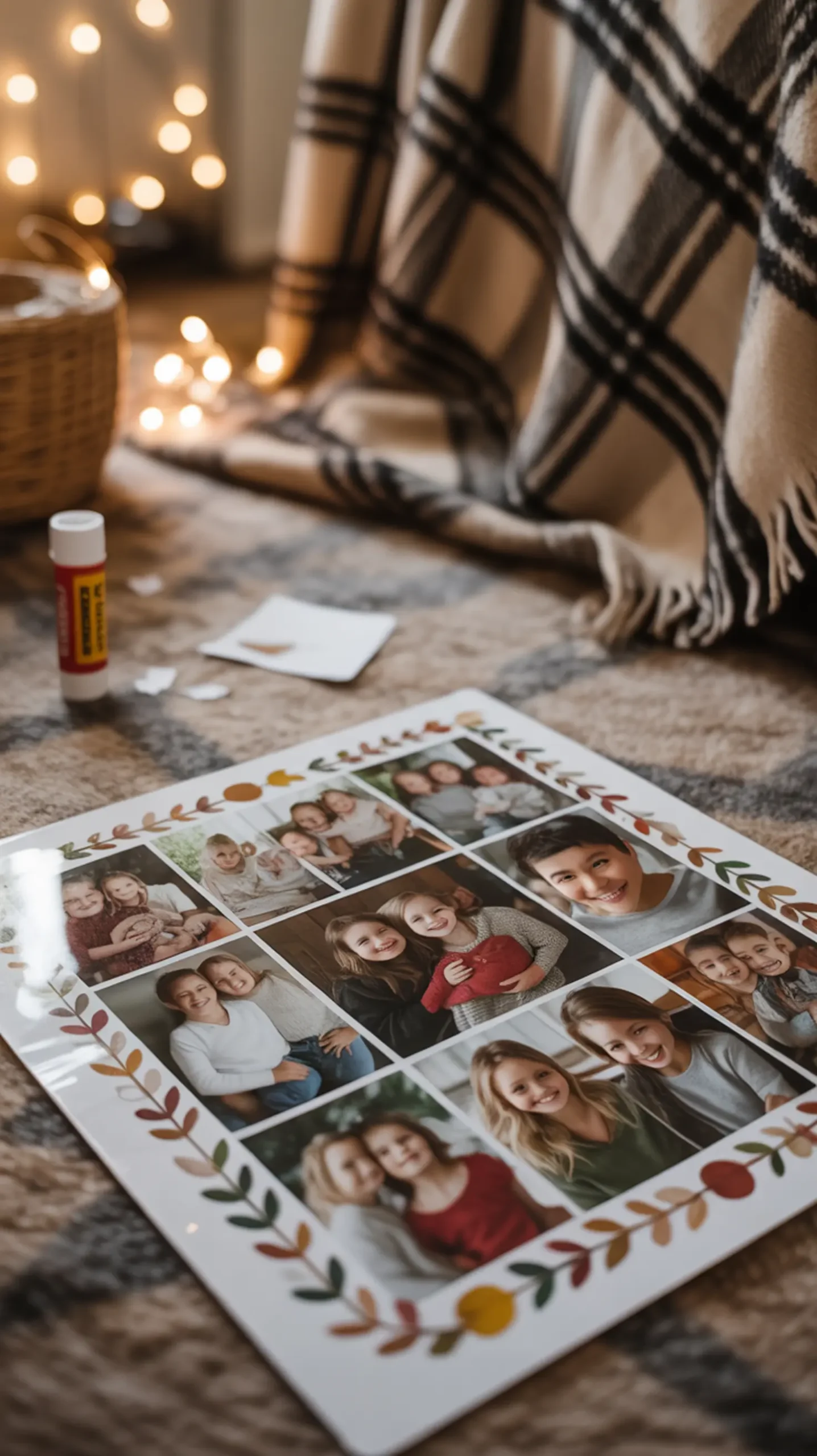 "12 Adorable DIY Thanksgiving Placemats (Ideas for Both Kids & Adults)" 6 Finished festive collage with smiling placemat family a of p thanksgiving border featuring photos in sealed laminate image 6