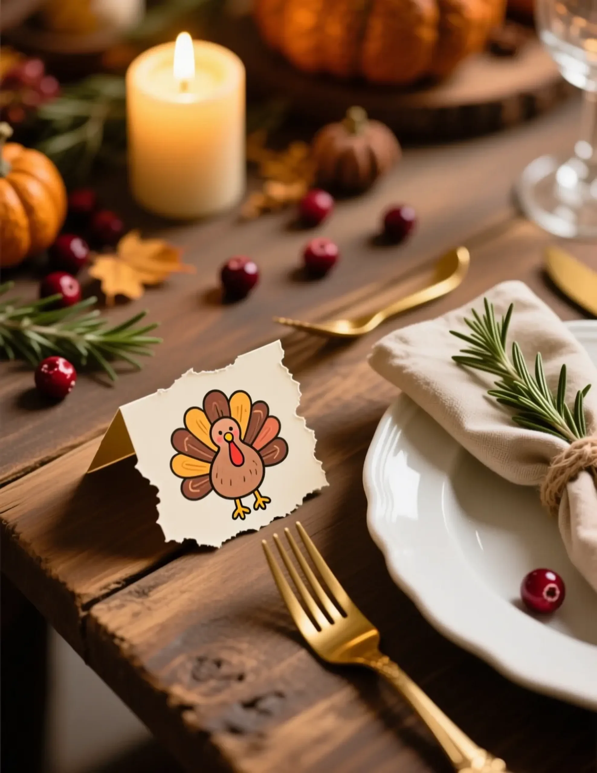 Where card setting name a dinner s p small thanksgiving featuring the drawing serves 8217 child turkey as image folded next 6 to plate table