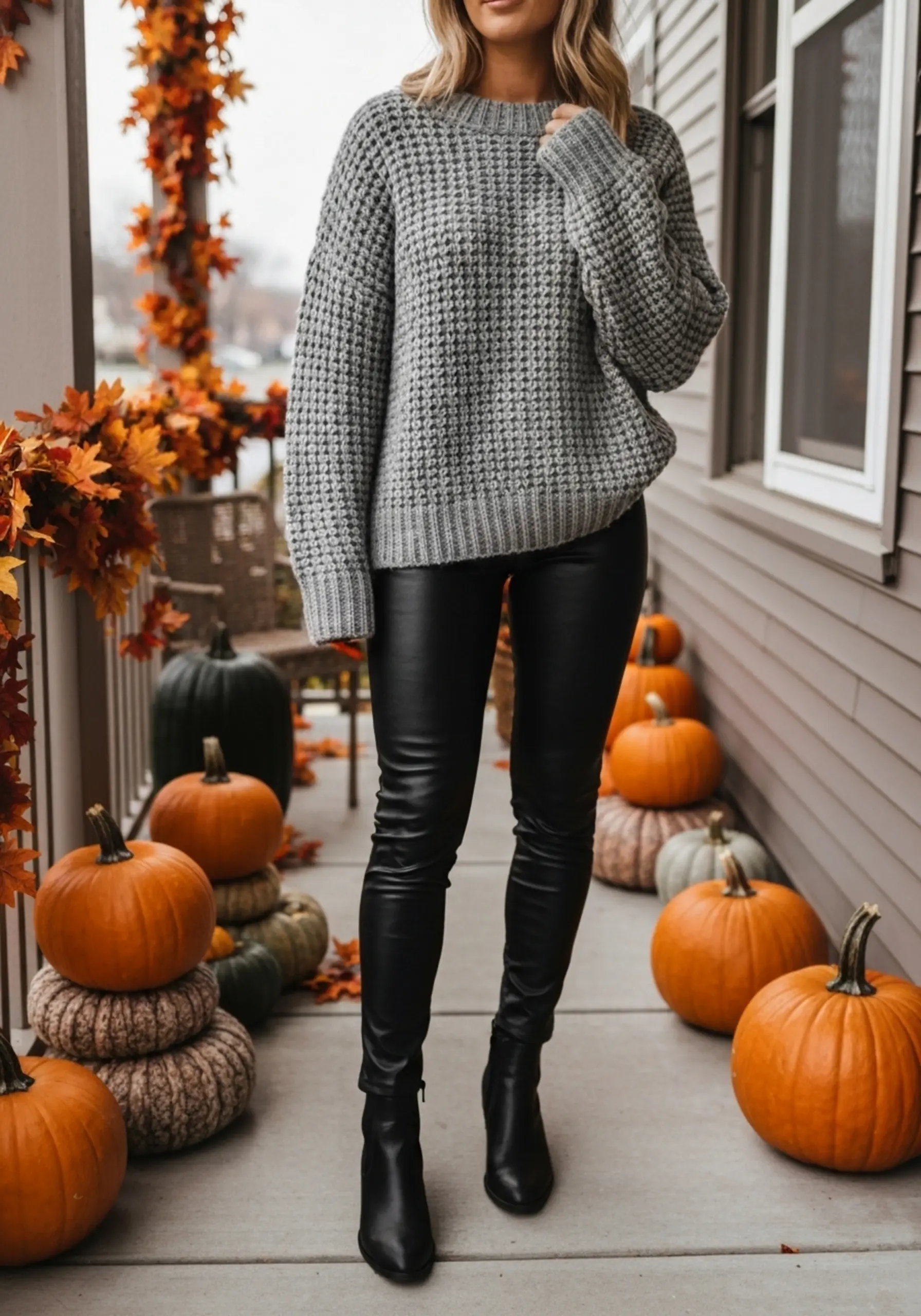 "15 'Casual Chic' Thanksgiving Outfit Ideas (When You're a Guest)" 6 Pants elegance edgy an h2 6 leather oversized sweater 038 the faux