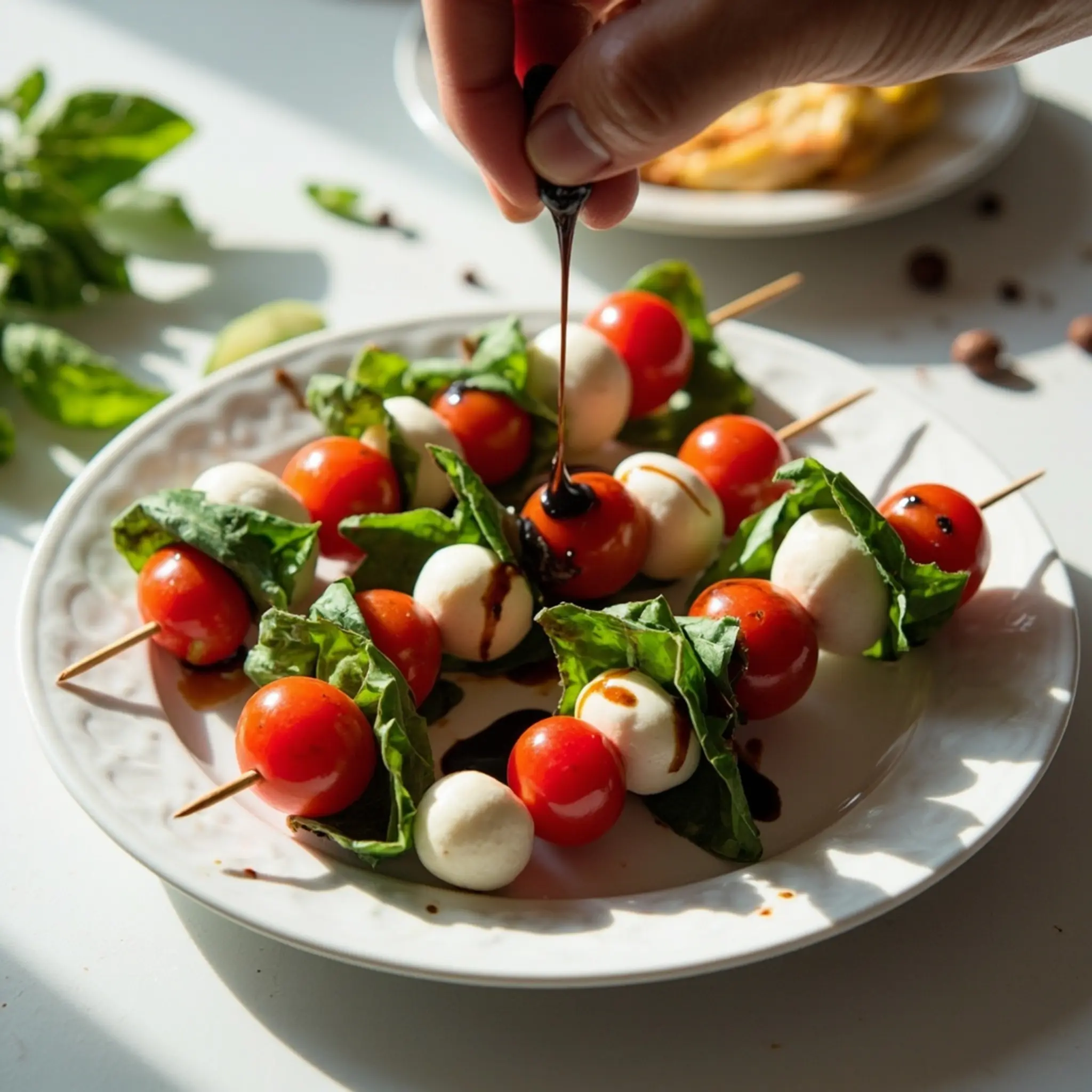 Skewers caprese h3 balsamic 6 glaze with