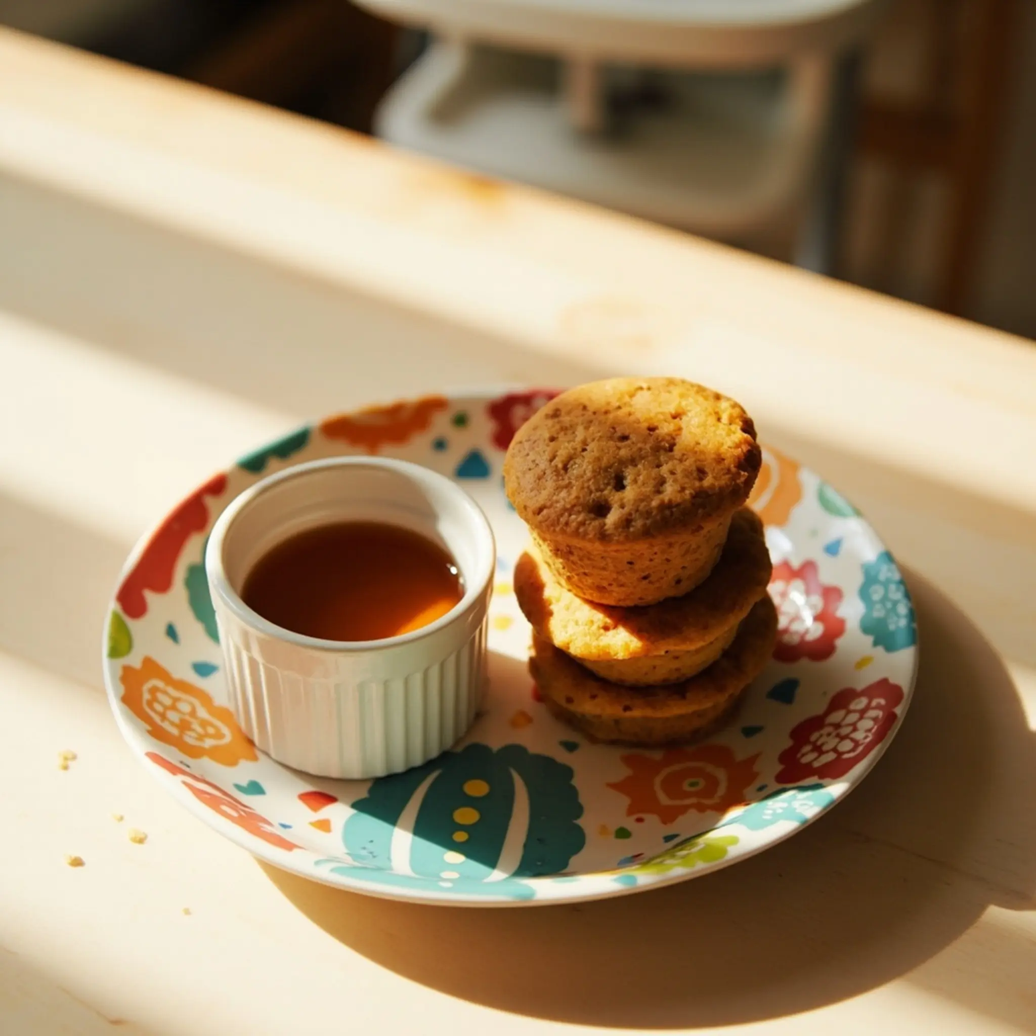 Pancake with maple on a syrup of p small the dipping mini little image muffins for bowl 6 pile plate