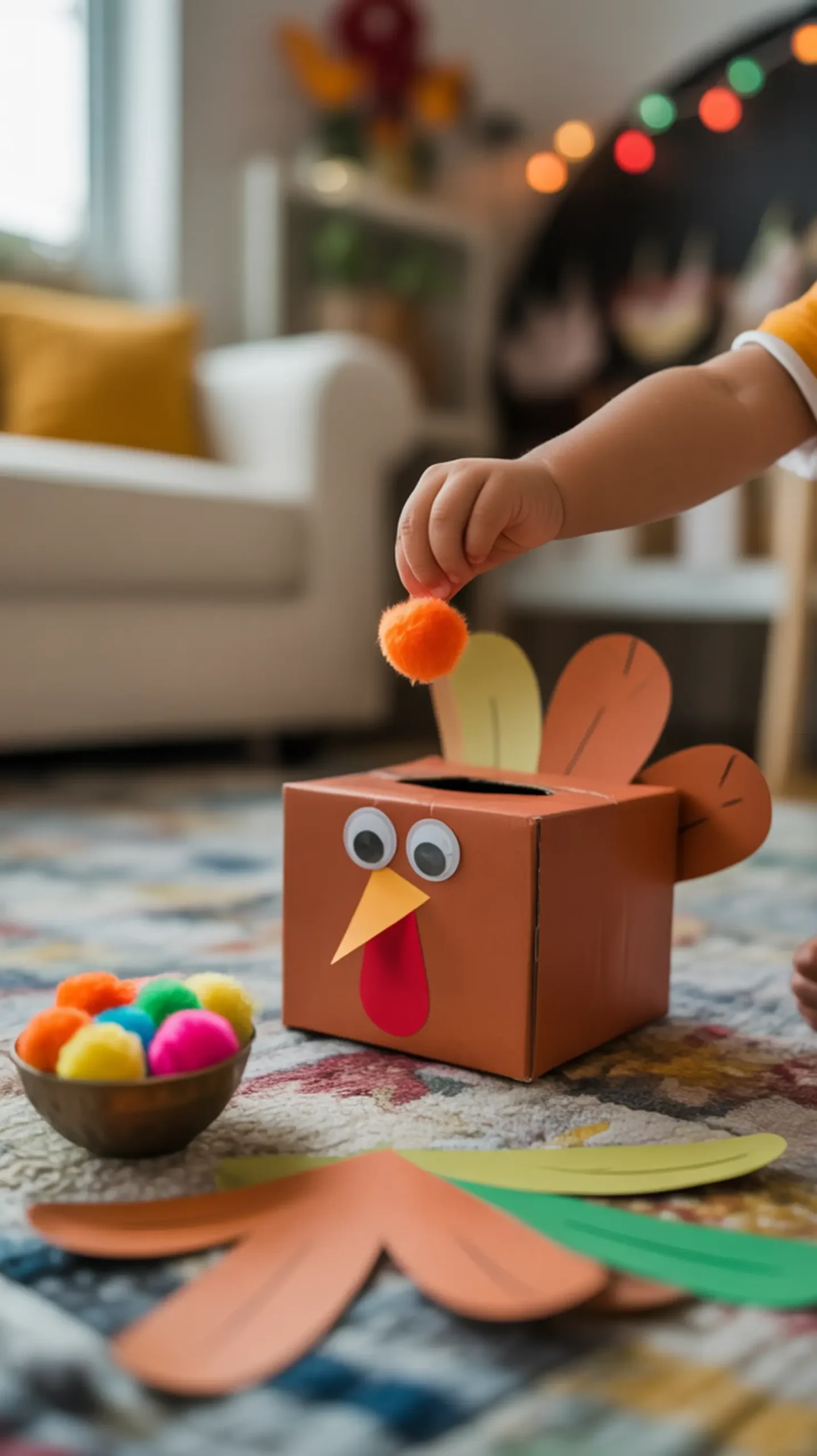 8221 8220 hand with tissue a box toddler mouth decorated s p 8217 into turkey colorful pom its open image dropping 6