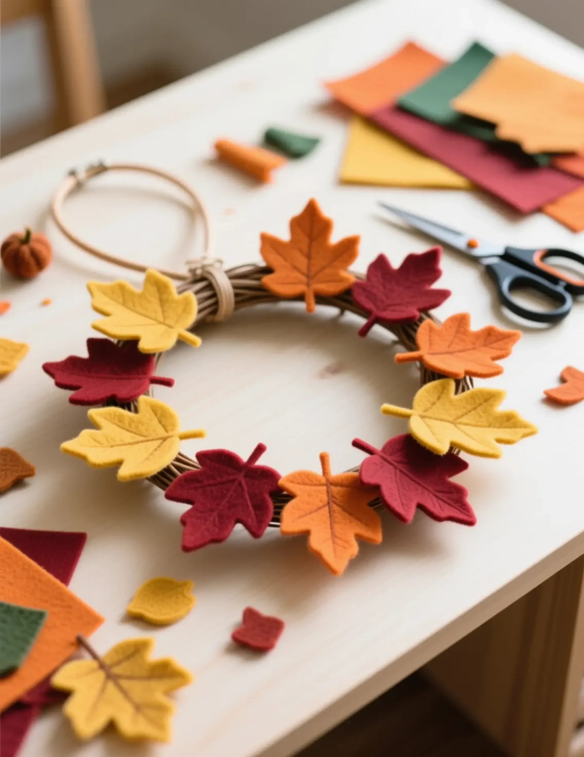 Cozy leaf felt h2 6 garland wreath the