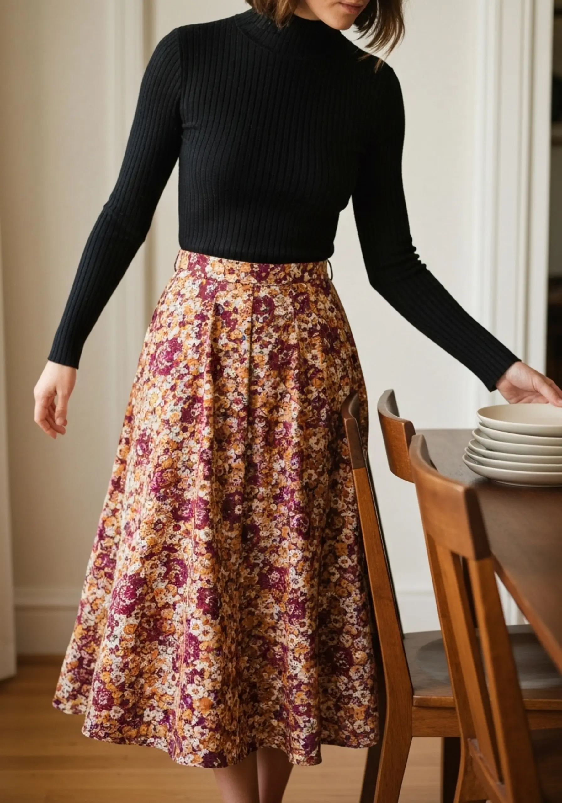 Fitted midi flowy h2 6 skirt 038 the turtleneck
