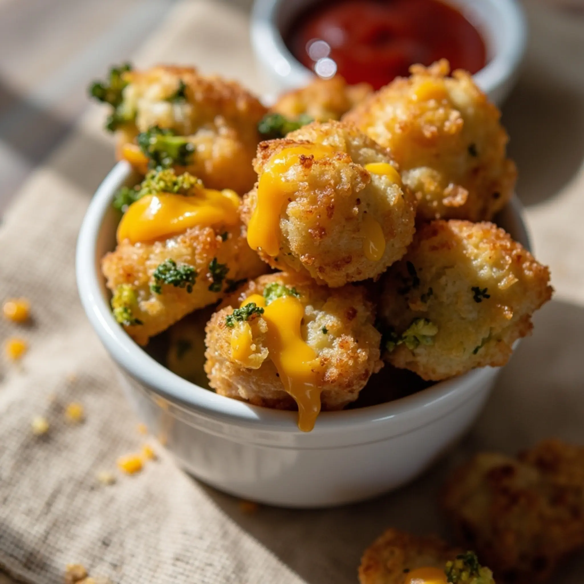Filled broccoli for dipping a bowl ketchup of homemade 7 p small side with image the tots