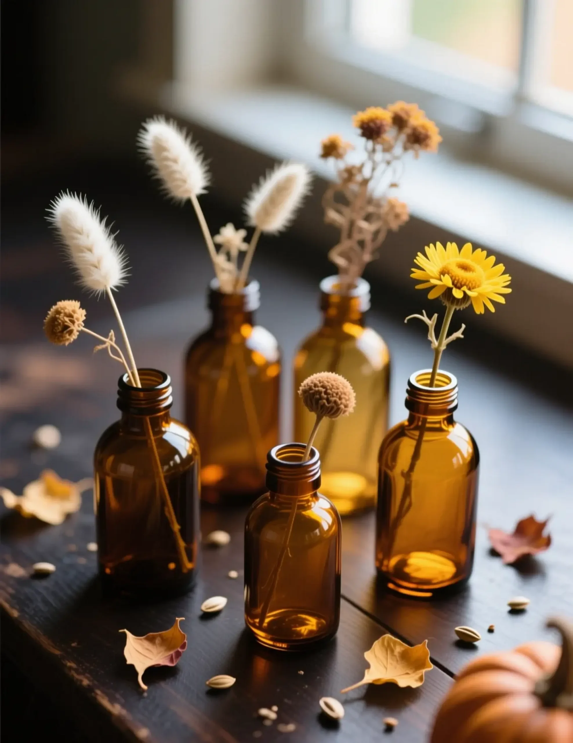 Collection glass dried florals h2 7 amber 038 the