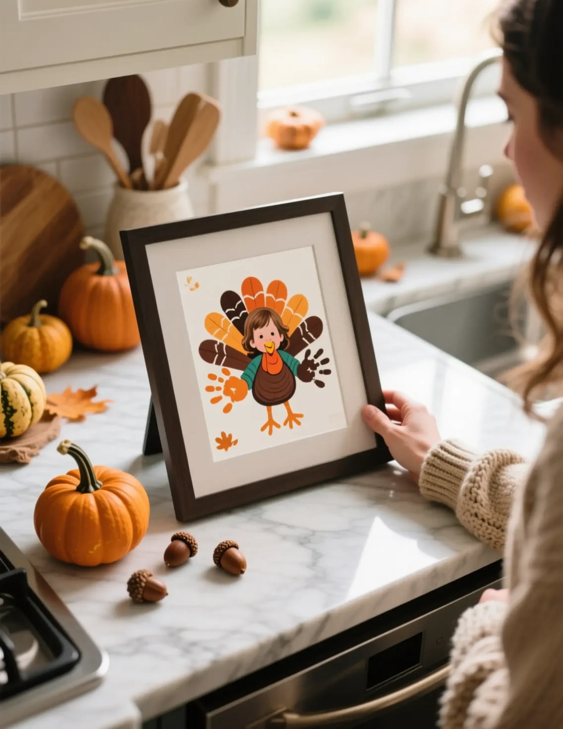 Vibrant frame on a of sleek displays s p art 8217 child turkey digital image handprint counter 7 picture kitchen
