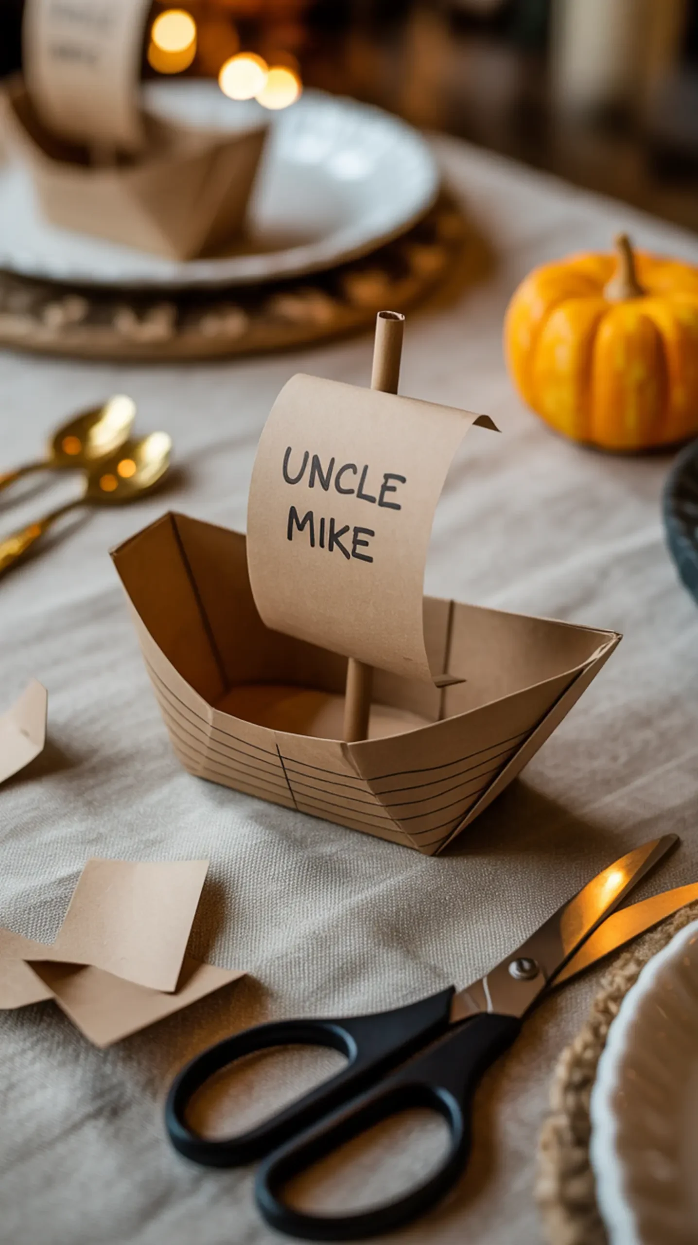 "7 Adorable DIY Thanksgiving Place Card Ideas Kids Can Make" 7 That mike 8221 finished 8220 card with looking sitting setting sailing like on a s p uncle tablecloth mayflower the and 8217 it at boat image paper cup reads sail 7 place