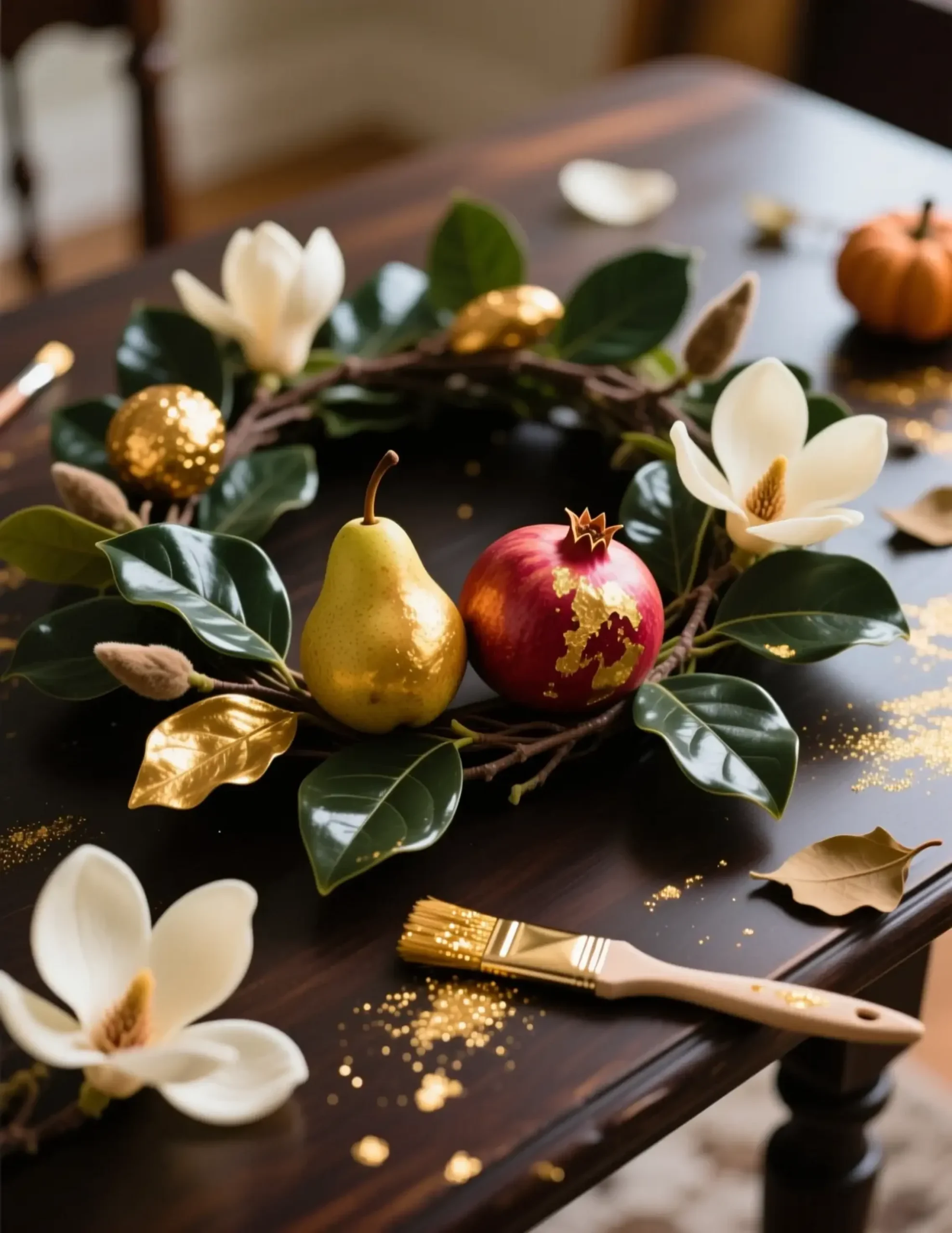 Leaf fruit h2 7 magnolia garland gilded 038 the