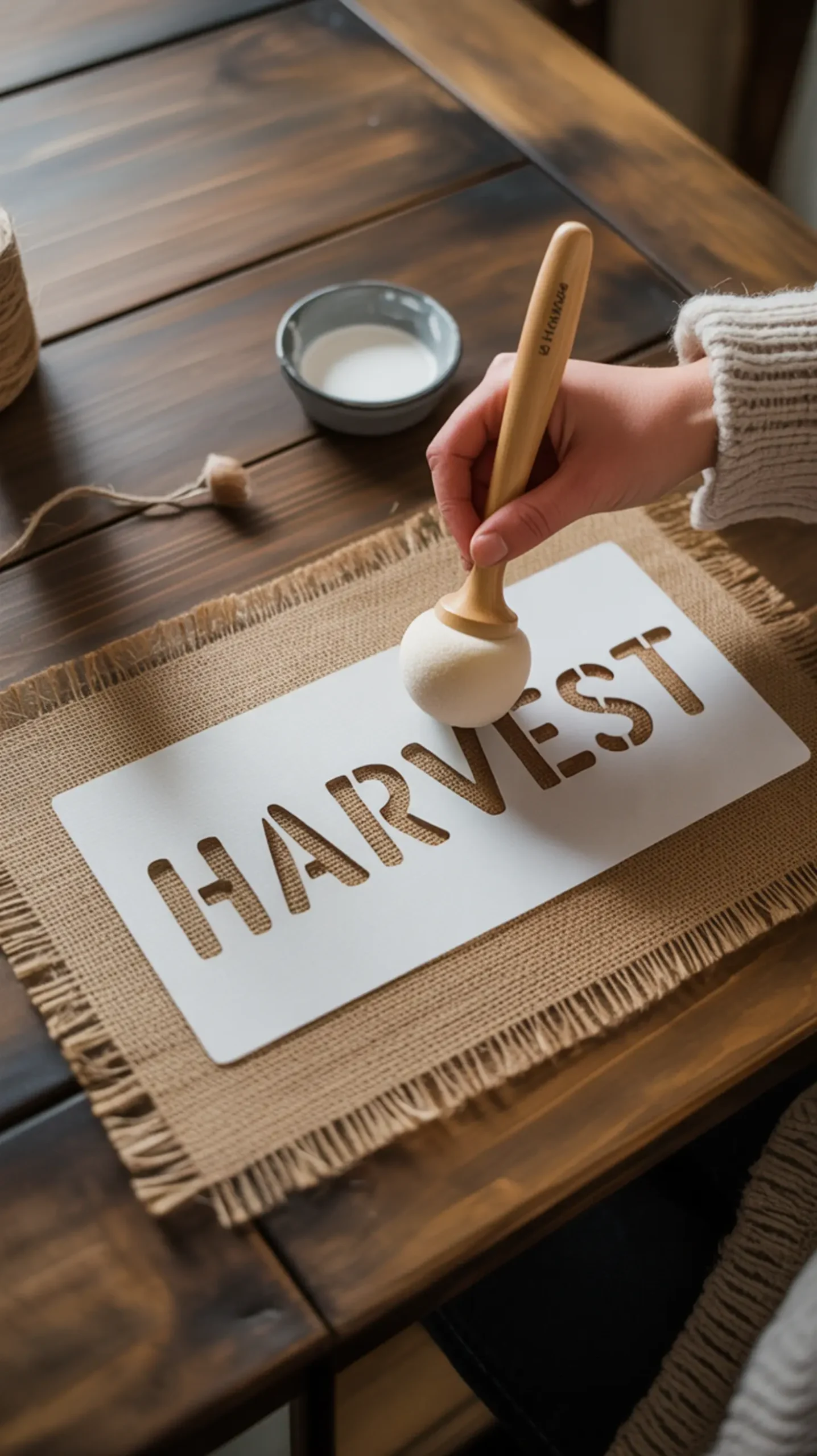 "12 Adorable DIY Thanksgiving Placemats (Ideas for Both Kids & Adults)" 7 That white 8221 8220 hand pouncer foam with burlap a of p dabbed says it over in harvest apply image paint ready holding 7 to piece stencil