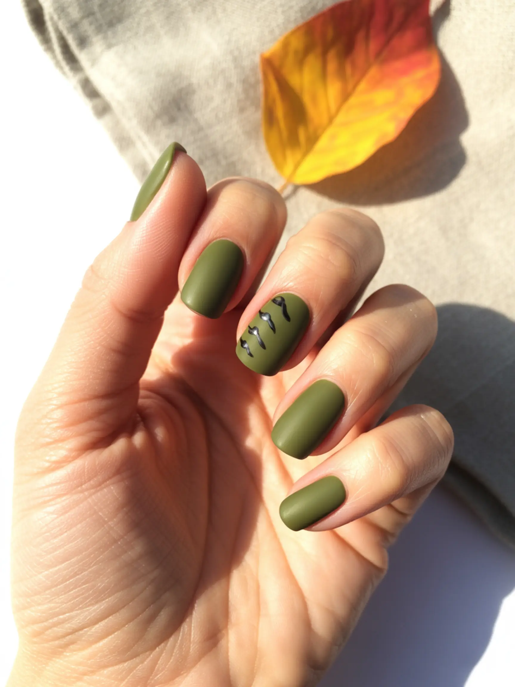 "20 Cute Turkey Nail Art Ideas for Thanksgiving (That Aren'T Tacky)" 7 8221 8220 hand black with matte a olive up p small walking featuring the one accent turkey nail tracks green image 7 few nails