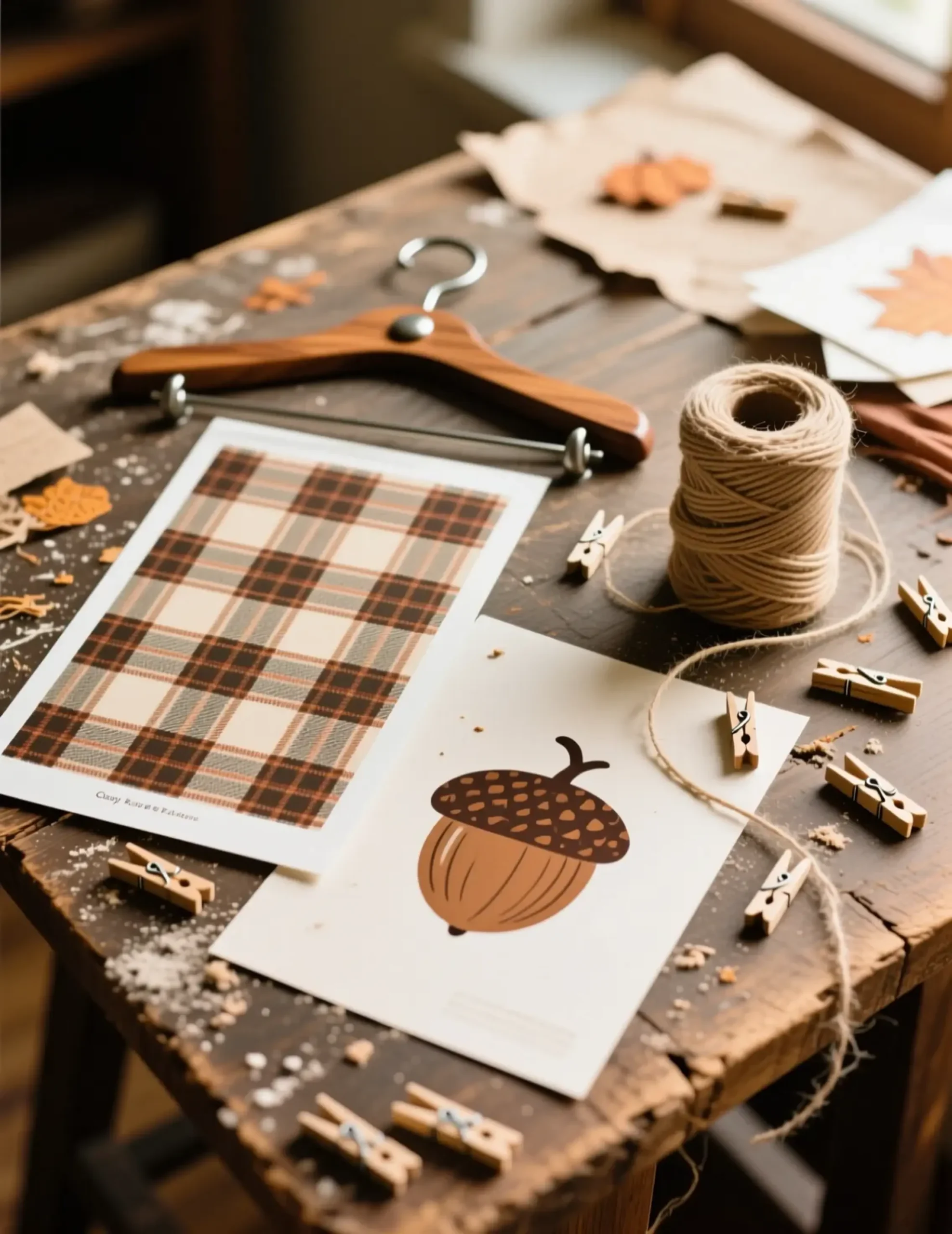 String below with on a of magnetic p teak using the hung printable it is wall acorn image hanger print poster clipped 7 plaid to twine